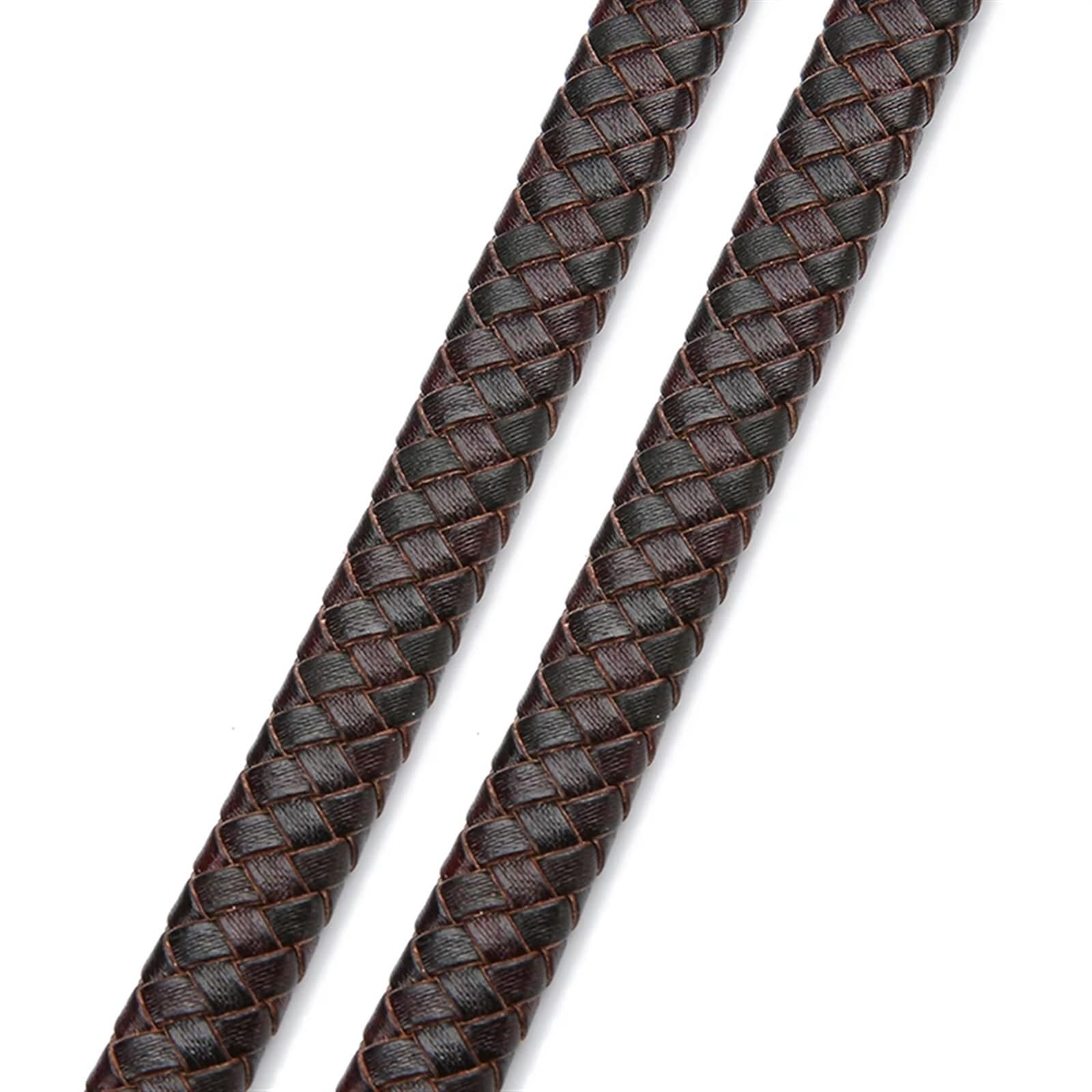 Braided Leather Rope 0.5/1meter Vintage Black Brown Genuine Braided Leather Cords 8mm 10mm 12mm Flat Cord for Bracelet Jewelry Making
