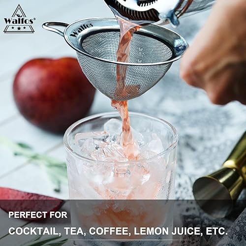 Miniatura 5 de Walfos Colador de malla fina, 4 piezas, colador de cocina versátil con asa, 7, 5, 3.3 pulgadas, 2.8 pulgadas, tamiz de malla fina de acero