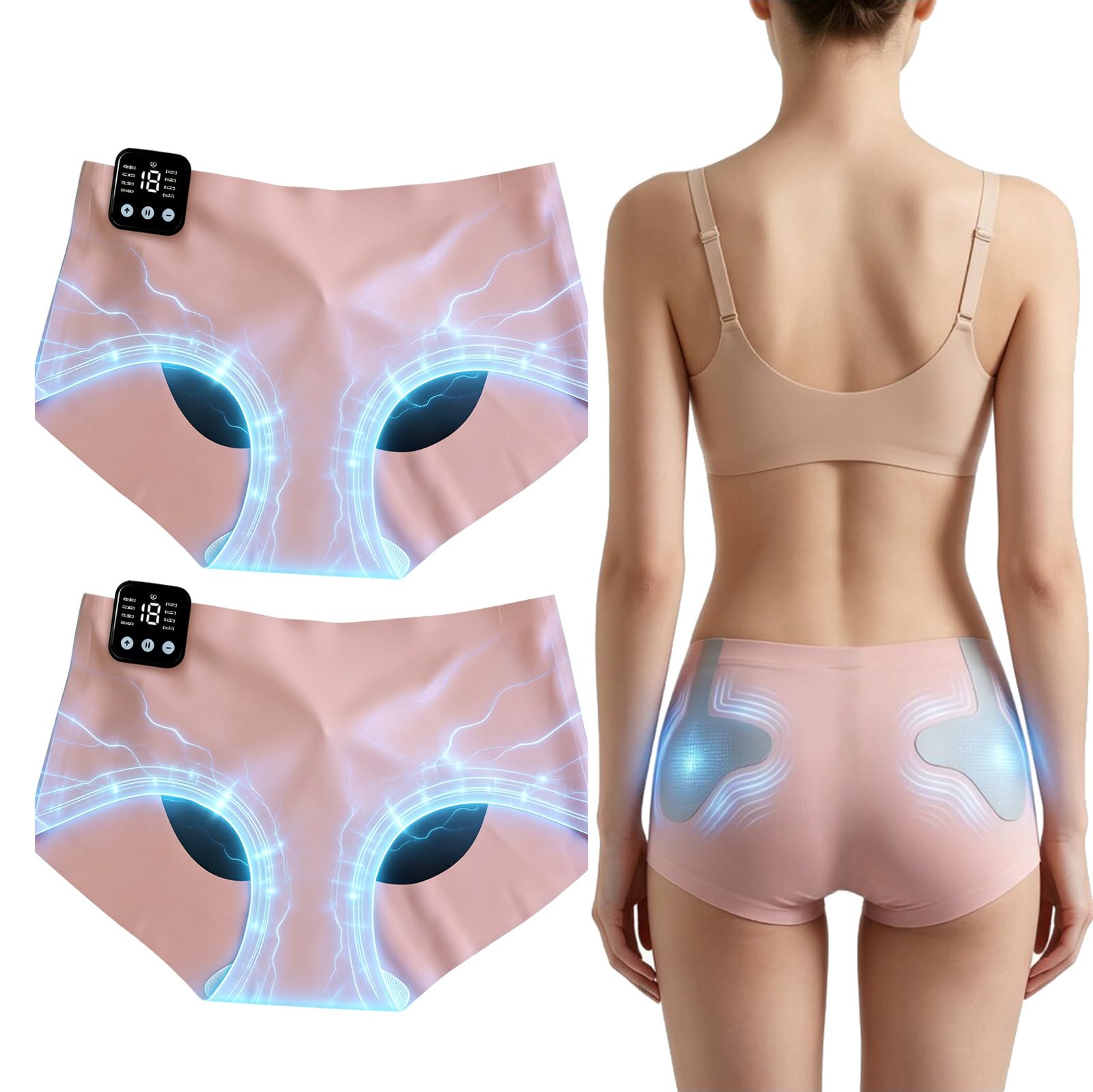 WhFKLca EMS Hip Massage Panties,Create Sexy Peach Buttocks 2pcs-L