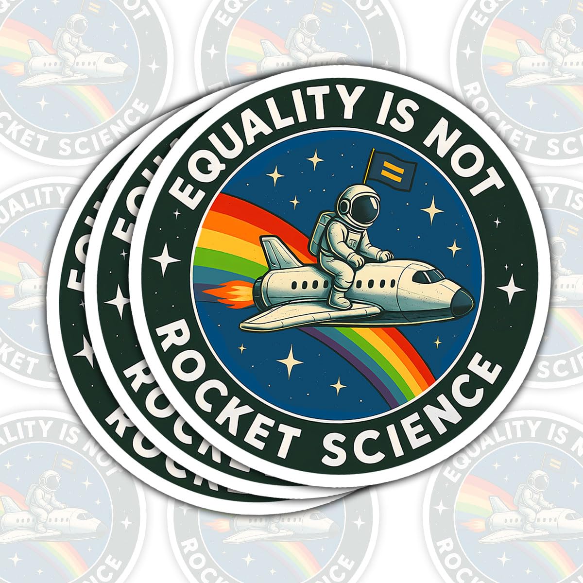 3 Pcs Equality is Not Rocket Science Sticker – LGBTQ Pride Equal Right Vinyl Decal for Car, Bumper, Laptop, Water Bottle – Human Rights, Gay Trans