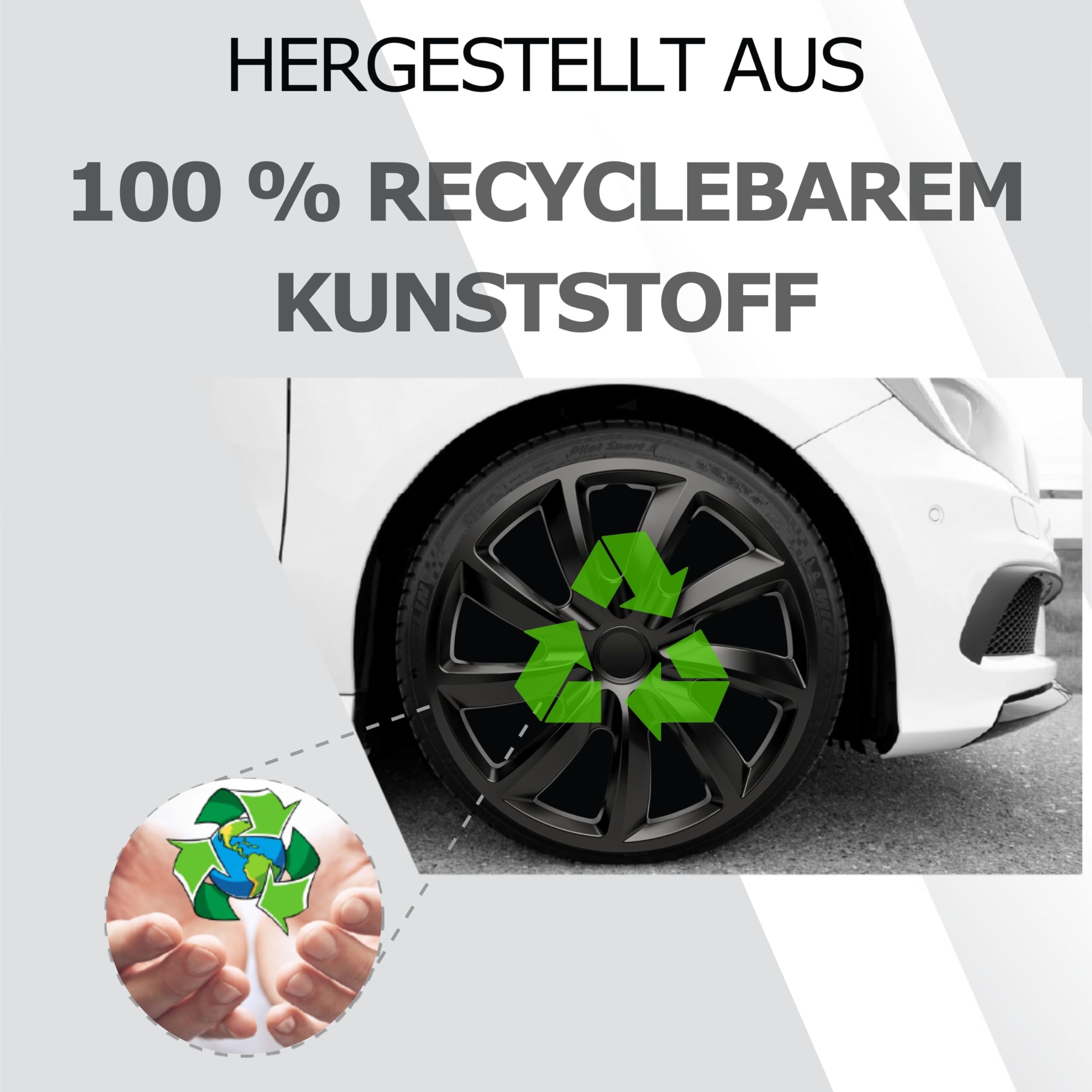 Radkappen 16 Zoll Schwarz Radzierblenden 4er-Set Aqua für Stahlfelgen | Zierkappen, Radblenden & Felgenabdeckung, rostfrei & witterungsbeständig, einfache Clip-Montage, für die meisten Automarken
