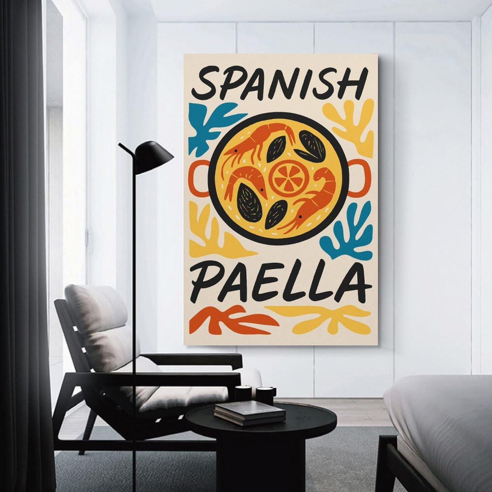 Junmoney Spanish Paella Food Illustration Room Decor Wall Art 16x24inch(40x60cm), for Corridors, Hallways Or Apartment Entries, Decorative Wall Art for Narrow Spaces