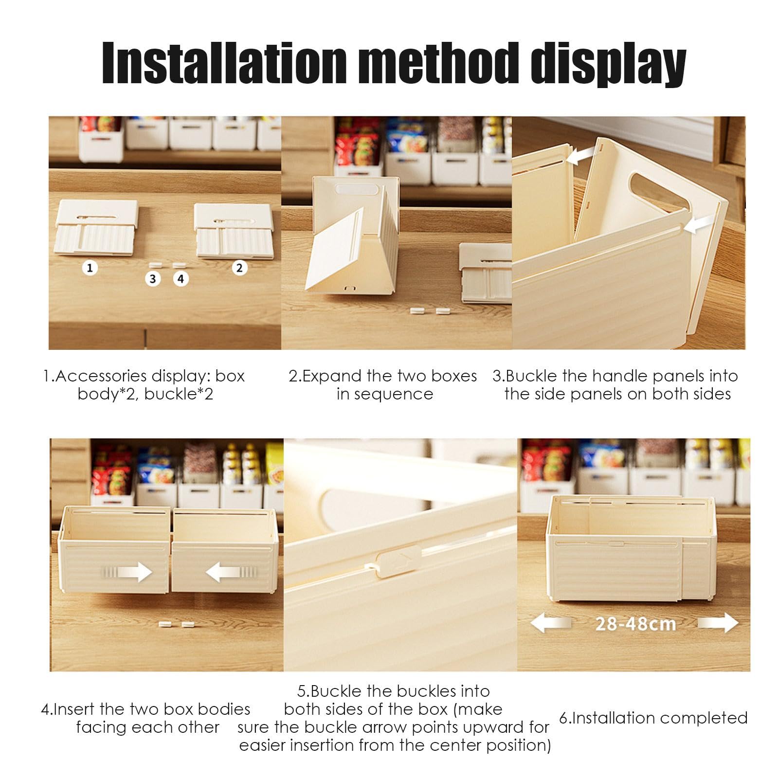 Panier De Rangement Télescopique Generisch – Ajustable De 30 à 50 Cm – En Acier – Pour Sous Plan De Travail, Armoire, Salle De Bain – Antidérapant - 9