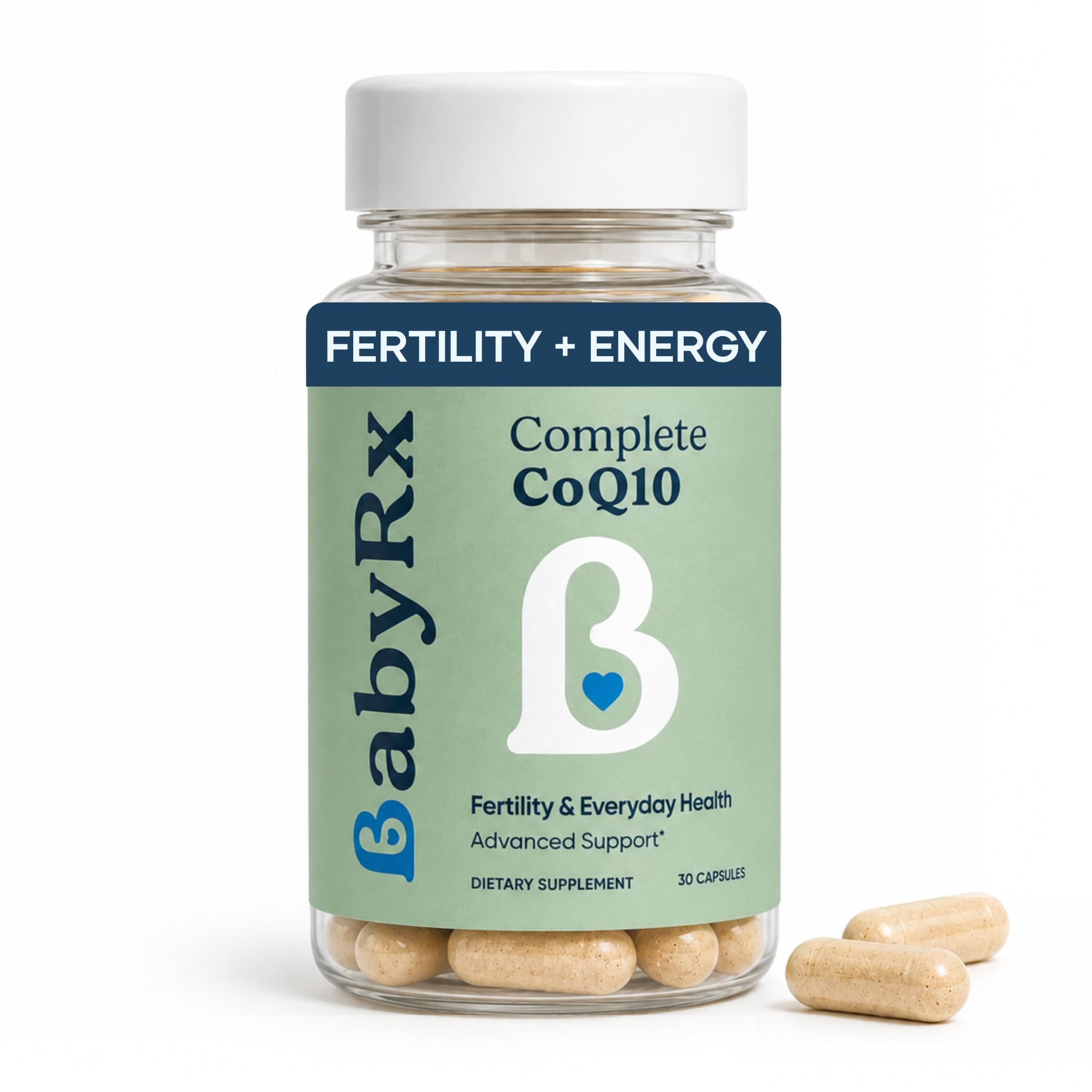 BabyRx Complete CoQ10 – 200mg Coenzyme Q10 with Selenium & Calcium – Doctor-Approved Fertility Support for Egg & Sperm Health, Energy, Heart & Conception – 30 Capsules