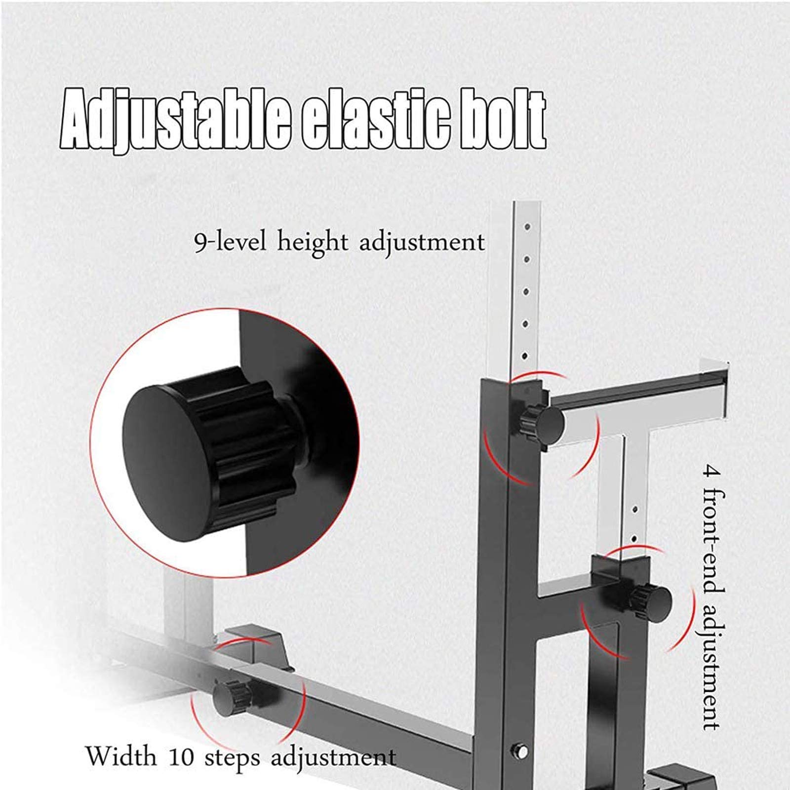 Soporte para Sentadillas con Barra y Ancho y Longitud Ajustables para un Entrenamiento Muscular eficaz, Carga máxima de