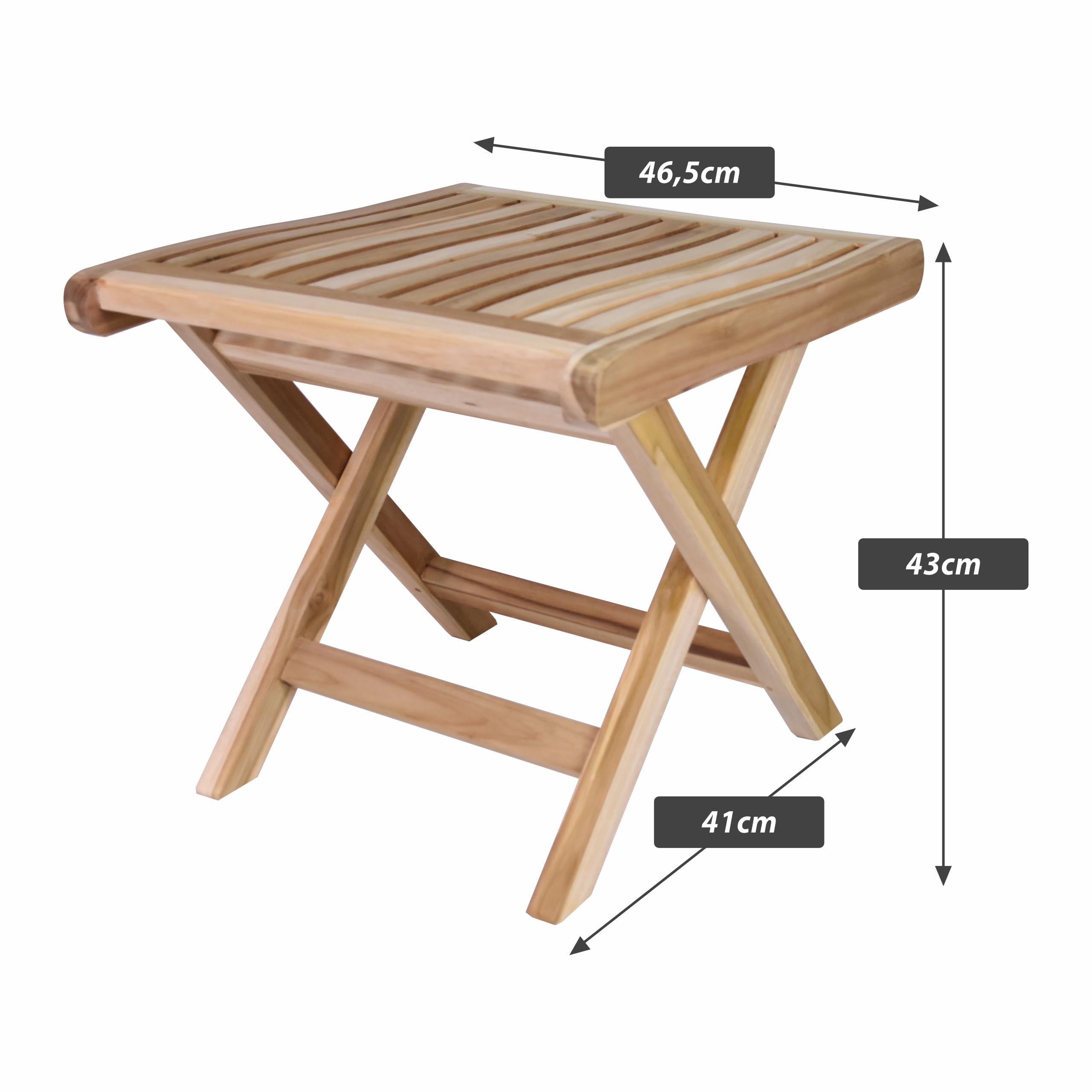 Divero Klapp-Hocker MASIRA aus Teak Holz unbehandelt - Farbe: Natur-Braun