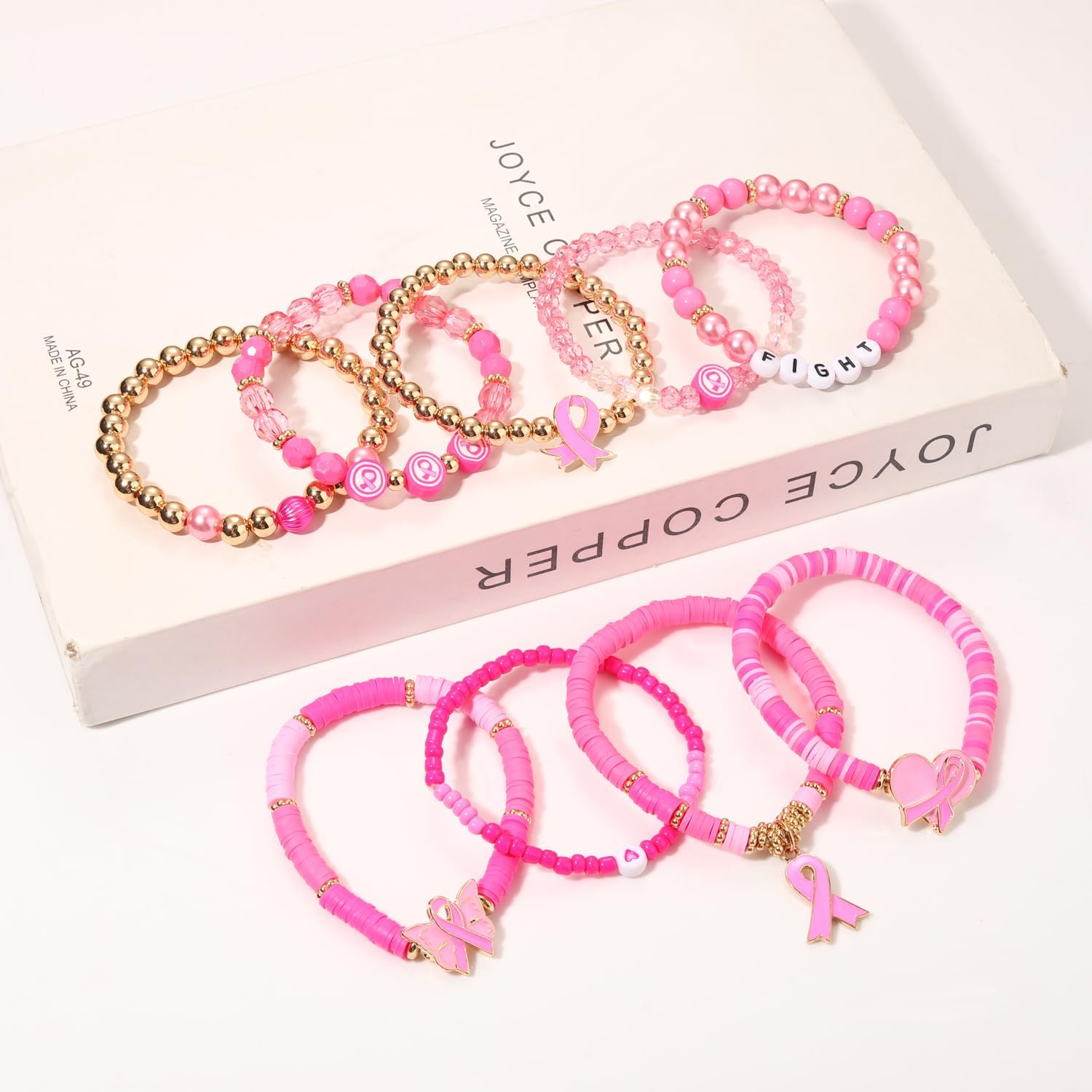 BVGA 3 Pack Breast Cancer Awareness Bracelets Pink Ribbon Beaded Bracelets Breast Cancer Survivor Gifts for Women Breast Cancer Awareness Jewelry Accessories - Image 4
