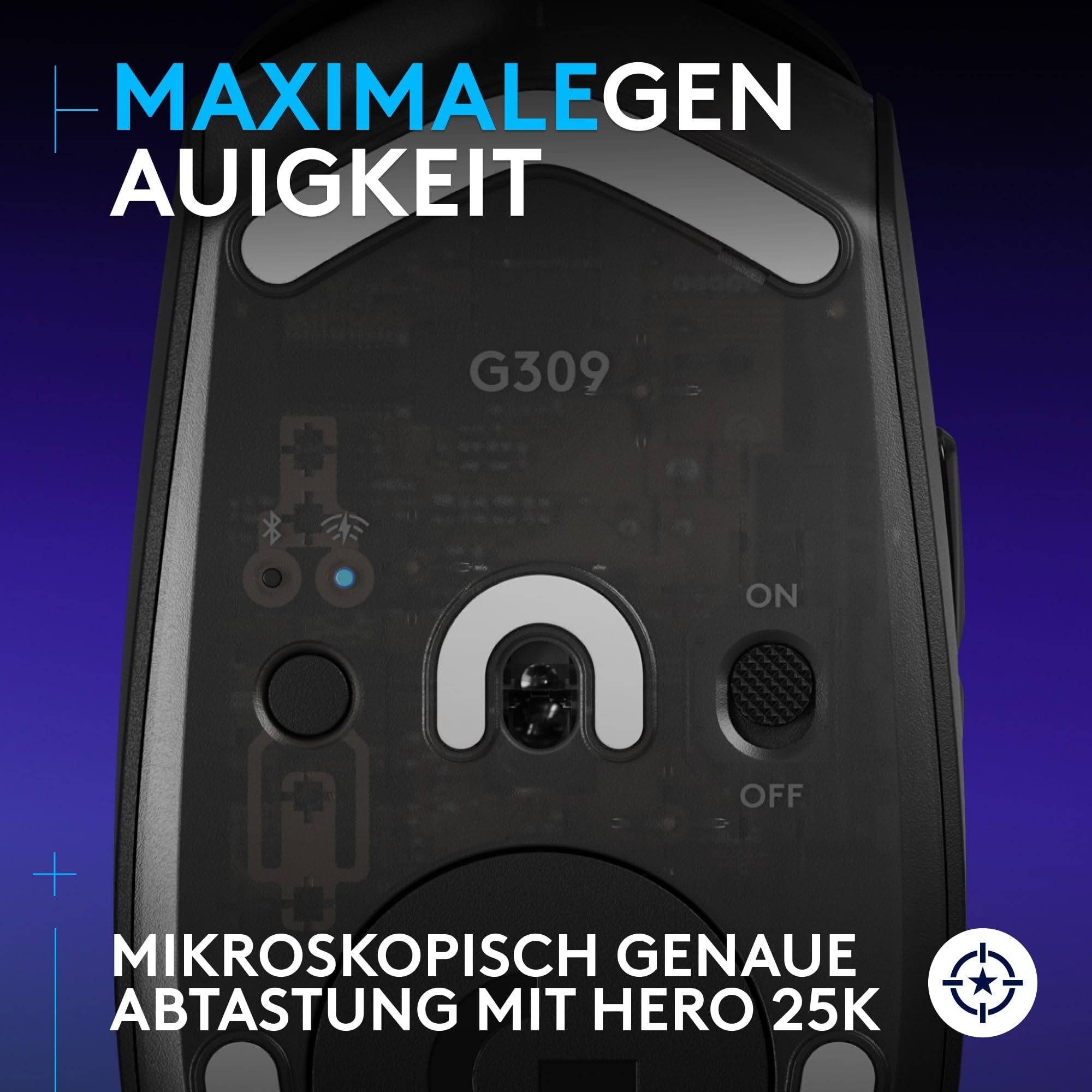 Logitech G G309 LIGHTSPEED kabellose Gaming-Maus | Leicht, LIGHTFORCE-Hybridschalter, HERO 25K-Sensor, >300h Akku (AA), 6 programmierbare Tasten, PC/Mac - Schwarz