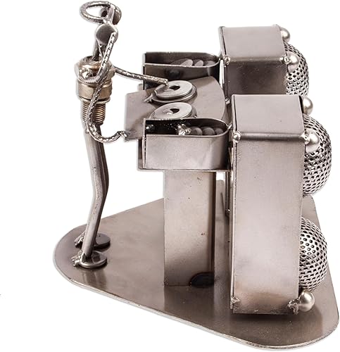 Miniatura 2 de NOVICA Escultura metálica decorativa de metal reciclado, 6.25" de alto, 'Rustic Dj'