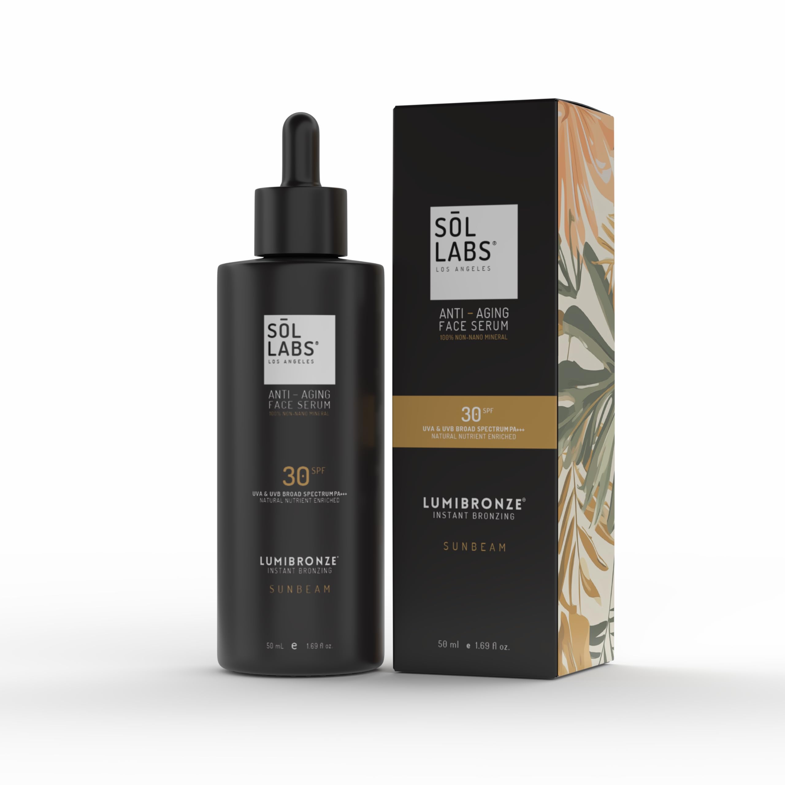 SOL LABS LUMIBRONZE SPF 30 Anti-Aging Bronzing Face Serum - Hydrating Tinted Mineral Sunscreen with Niacinamide, Hyaluronic Acid & Zinc Oxide - Matte,