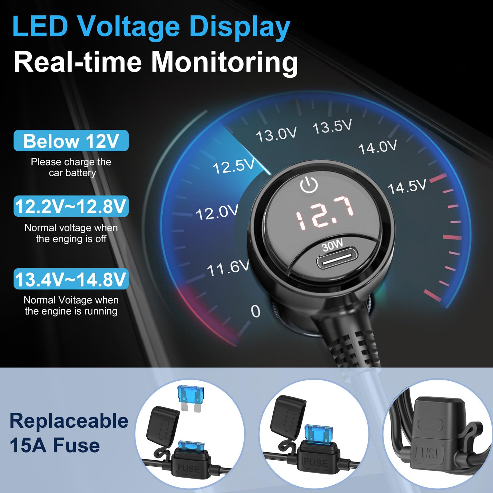 Presa Accendisigari Sdoppiatore da Auto: Qidoe 300W 4-Prese e Doppia PD 30W e QC 3.0 Adattatore Splitter per Auto con Interruttore Indipendente e LED Voltmetro per Tutti i Dispositivi dell'auto