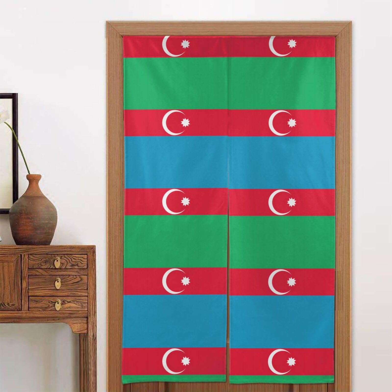 CNTDBU Flag of Azerbaijan Door Curtain 34x56 Inch-Room Divider Panel for Privacy, Entryway Screen for Kitchen Bedroom