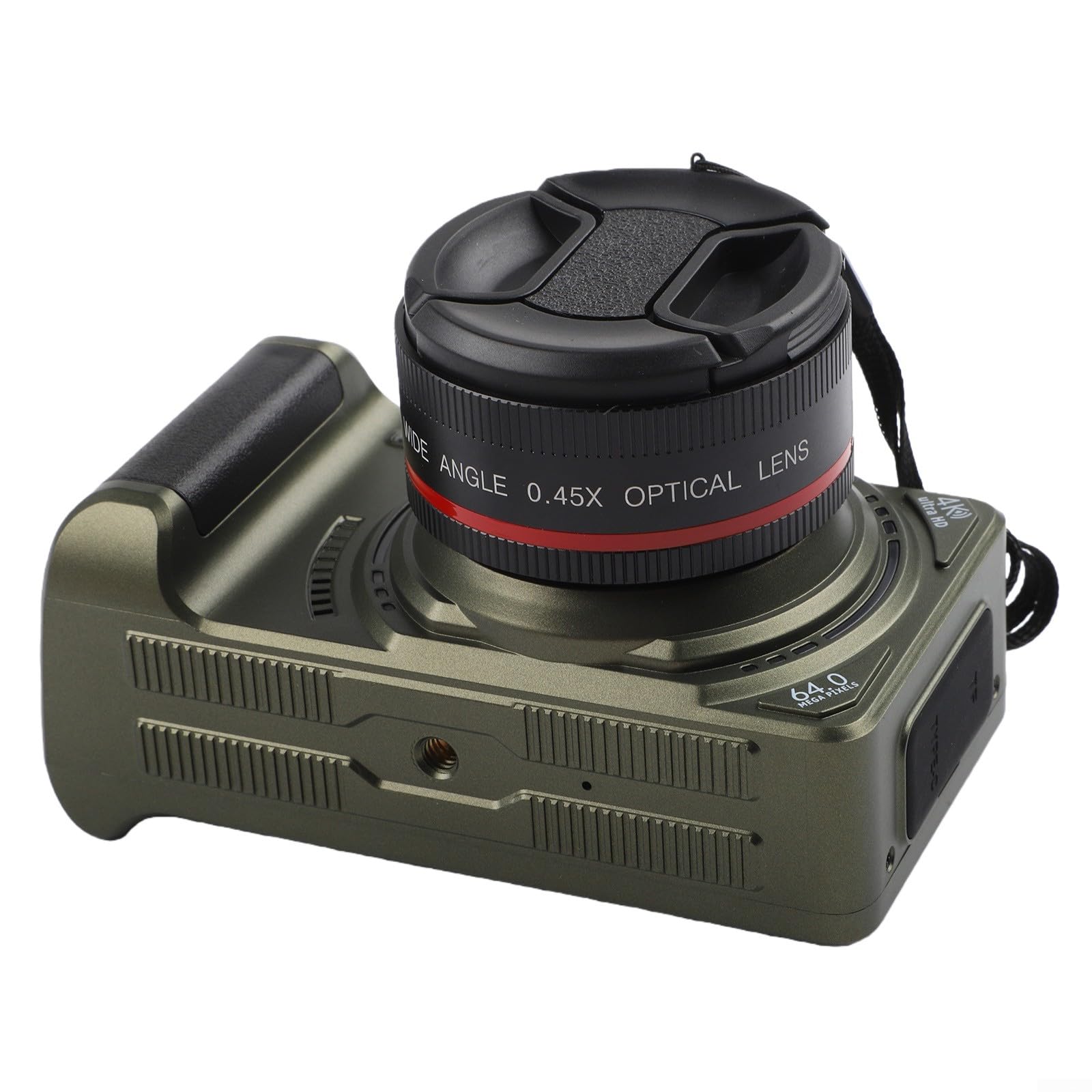 Fotocamera digitale 4K con sensore da 64 MP e zoom 18x, videocorder HD con schermo flip da 3 pollici con WiFi per fotografia, vlogging, viaggi, bianco (verde)