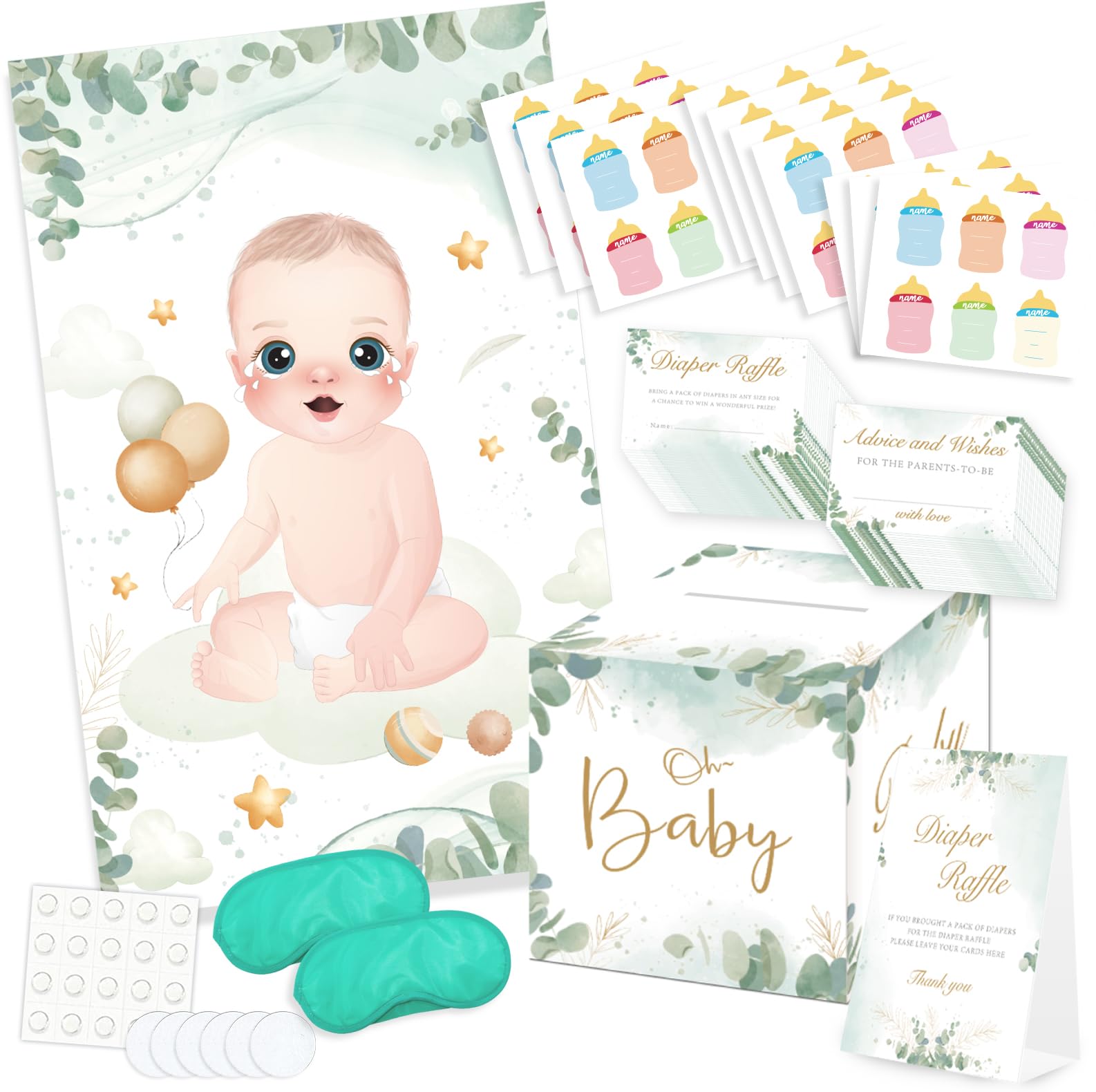 Diaper Baby Shower Invitations Baby Shower Invitations Set Of 25 - Gender  Neutral Clothes Theme With Book Cards \u0026 Diaper Raffle Tickets Book Request  Invitations, image size:1586x1580