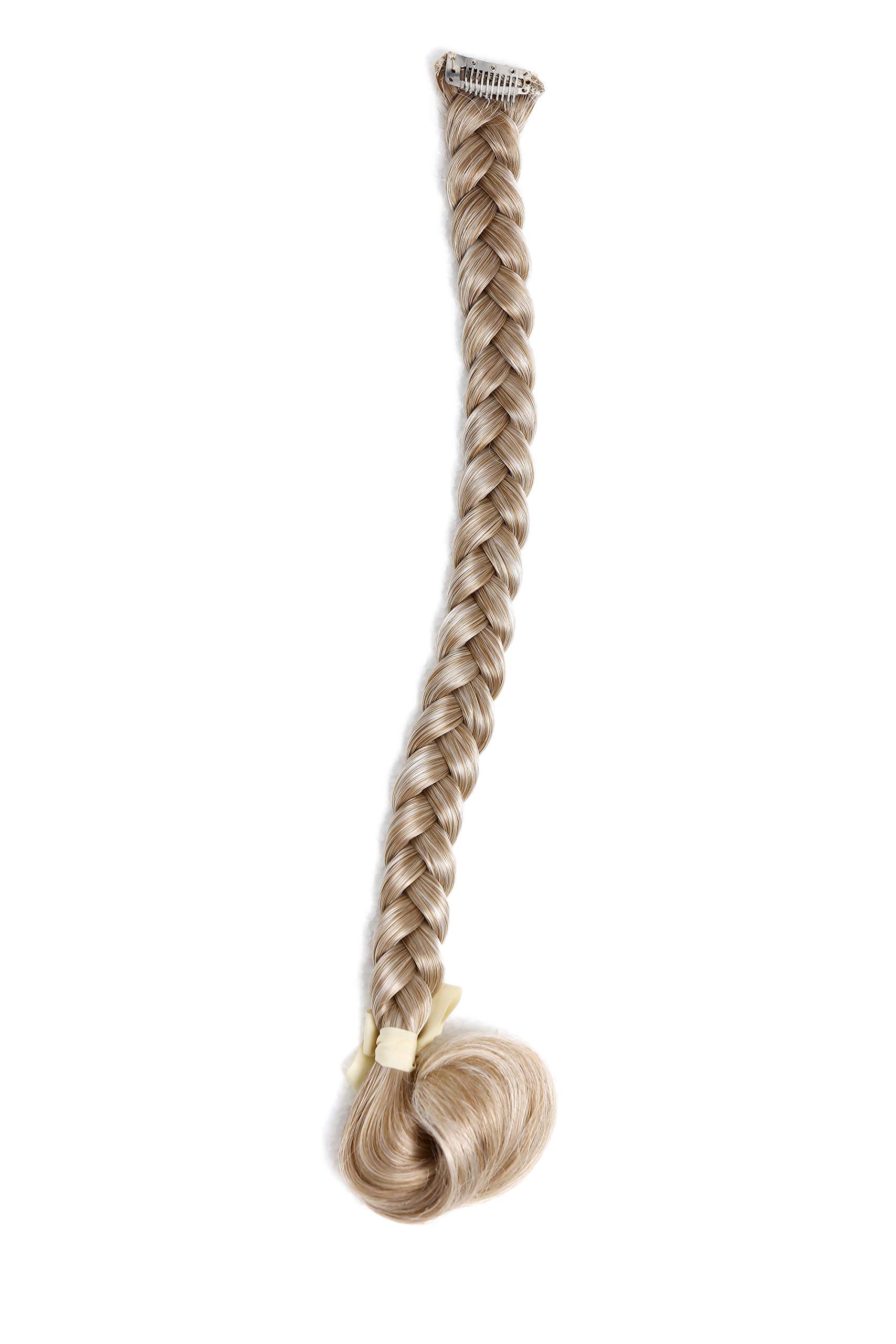 WIG ME UP - SA101-27T613 Braided Plait Hairpiece plaited Clip-in Hair Extension 20cm medium blond streaked platinum highlights tips - Image 2