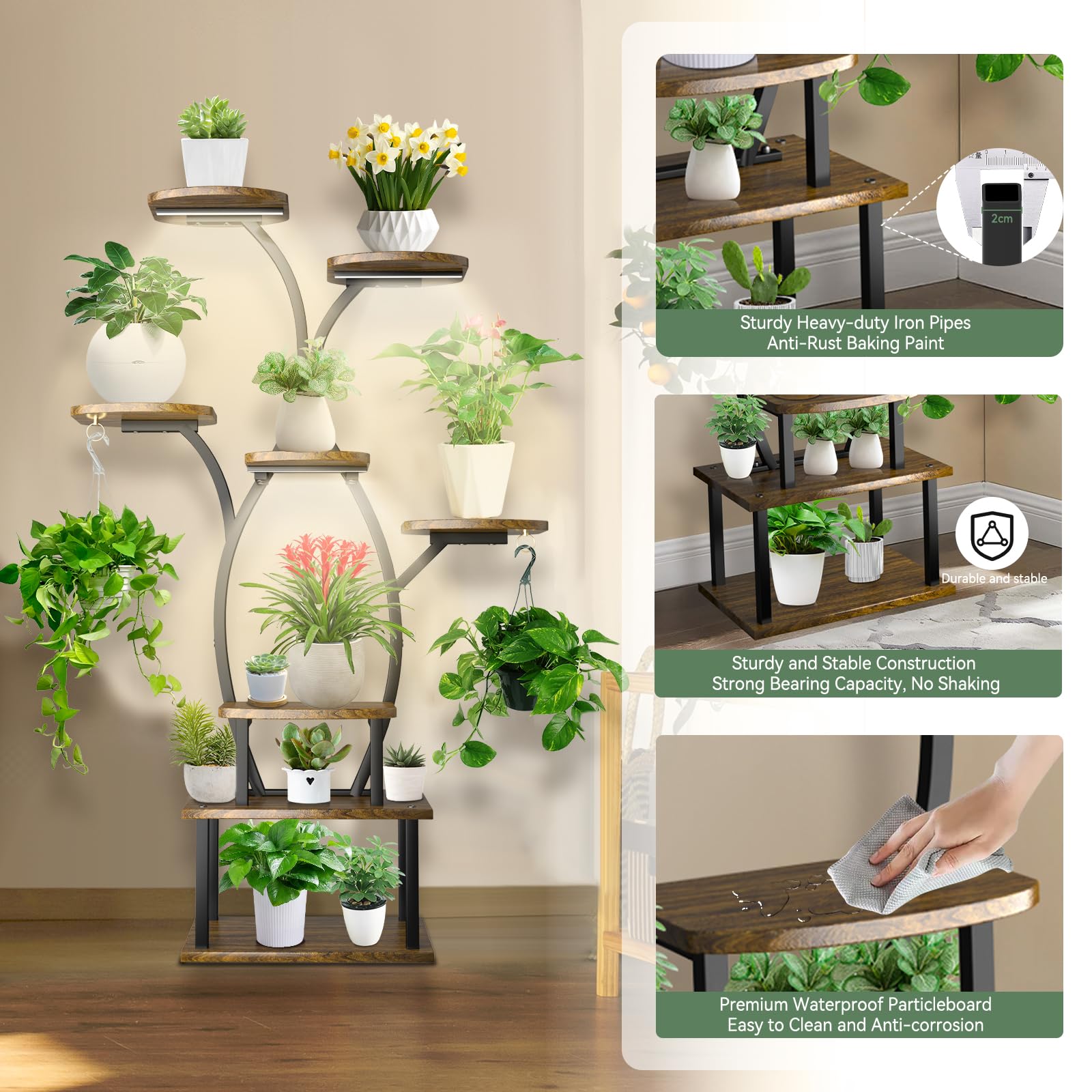 TEANDE Estante Semicírculo Para Plantas De Interior De 4.7 Pies, Soporte De Metal De 5 Niveles TEANDE Estante Semicírculo Para Plantas De Interior De 4.7 Pies, Soporte De Metal De 5 Niveles