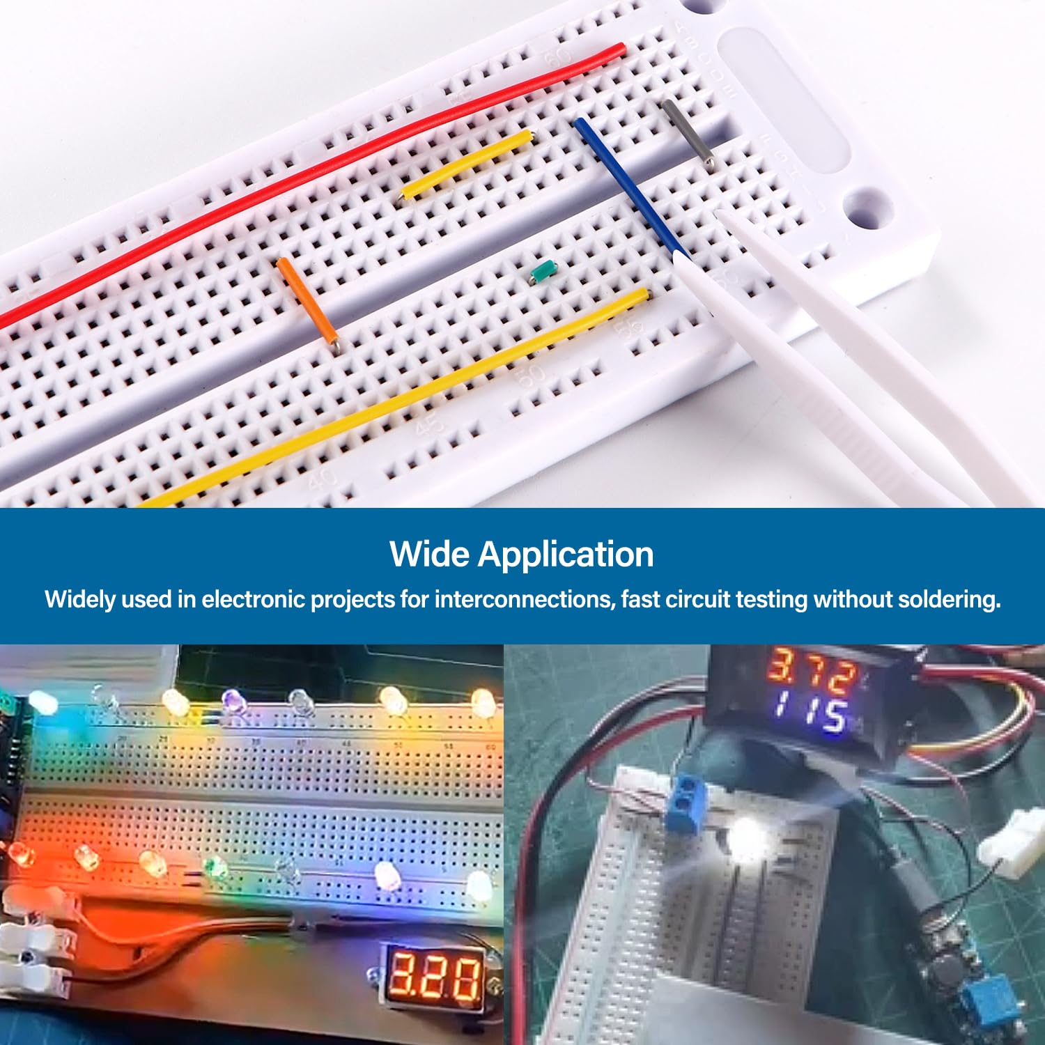VooGenzek 840 Pezzi U Shape Jumper Wires, Breadboard flessibile senza saldatura Cavi, Breadboard Jumper Wires Filo, con 2 Pezzi Pinzette, per Breadboard Prototipi Circuiti