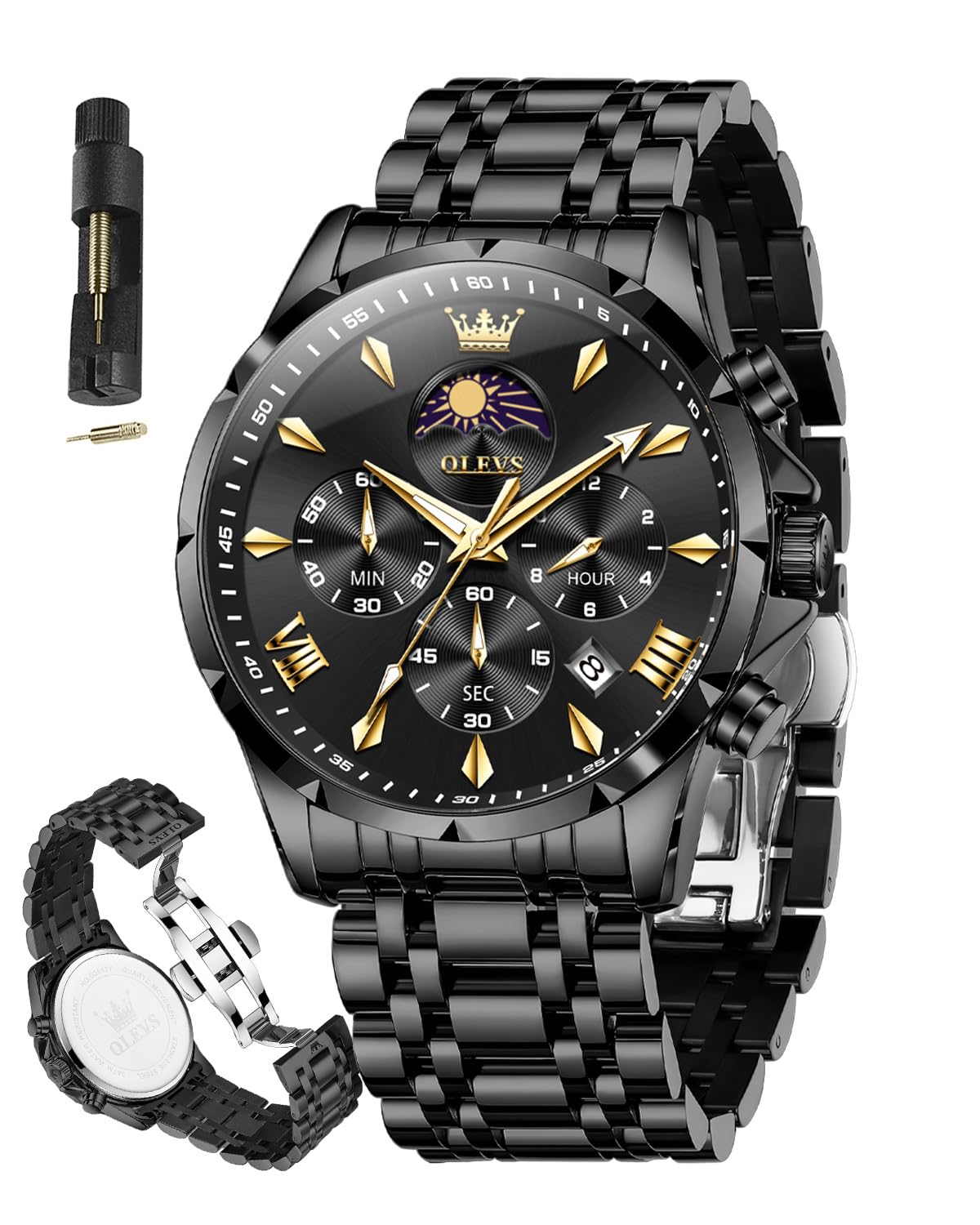 Watches for Men Analog Quartz Original Branded Mens Watch Chronograph Stainless Steel Chain 3ATM Waterproof Wrist Watch for Men-image-18