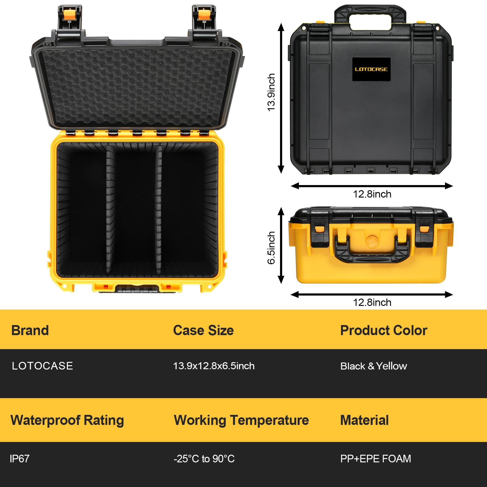 Custodia per batteria DeWalt, custodia rigida impermeabile con 9 divisori regolabili per batterie e caricabatterie da 8 V/12 V/18 V/20 V Max XR e caricabatterie, scatola organizer per batteria Dewalt