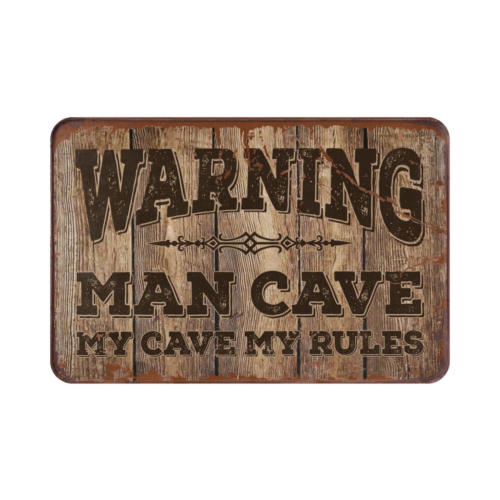 Wycieraczki do drzwi wejściowych na zewnątrz Ostrzeżenie Man Cave My Cave, My Rules Dywan Mały dywanik zewnętrzny Mata pod drzwi wejściowe Wewnątrz (rozmiar: 65 x 90 cm)