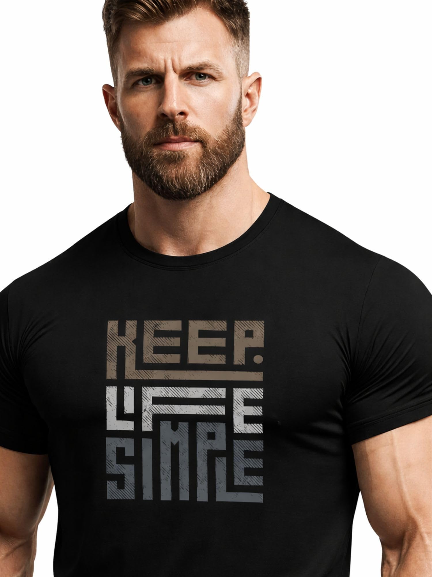 3Colours RGB Polyester T-Shirt - High-Performance, Quick-Dry Sportswear-Keep Life Simple (in, Alpha, L, Regular, Black) 1