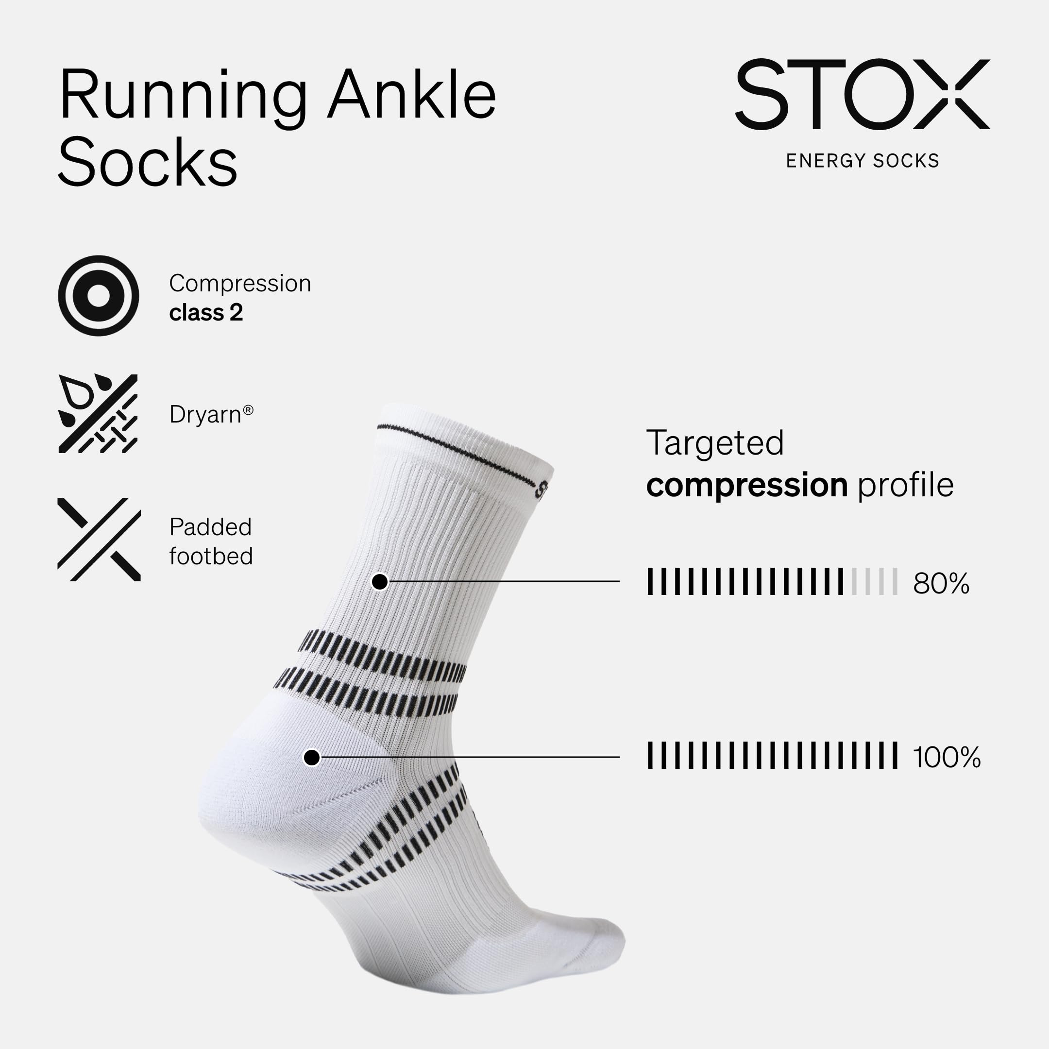 STOX Energy Socks, Skarpety do biegania, klasa kompresji 23-32 mmHg, cienka wkładka, skarpety uciskowe, do biegania, skarpety uciskowe, pończochy uciskowe, pończochy uciskowe, skarpety uciskowe