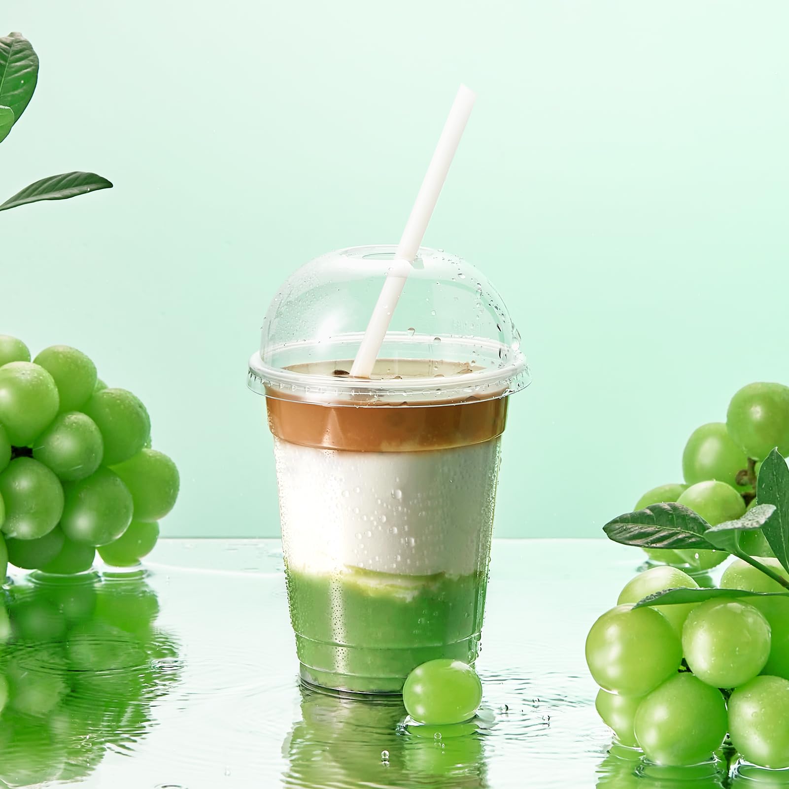 100 PACK 12 oz Clear Plastic Cups with Dome Lids, Disposable Dessert Cups, Parfait cups for Ice Cream, Iced Cold Coffee Drinks, Cupcake, Fruit Cups for Party