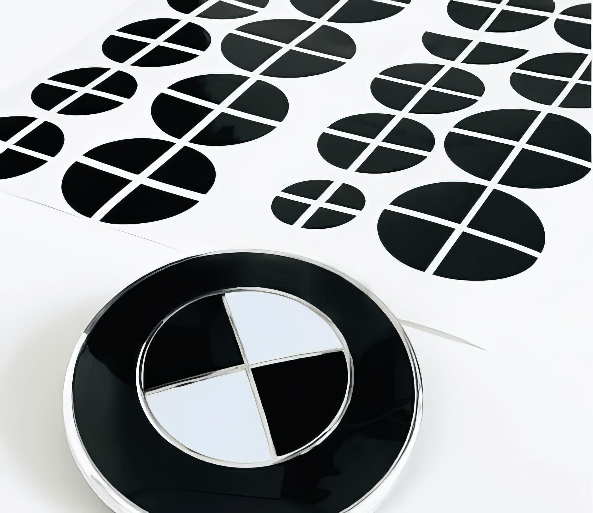 Emblem Ecken Aufkleber Set, passend für BMW 30-teilig, Schwarz Glanz, Carbon, Wetterfest und UV-beständig, Passgenau für Alle Modelle, mit Montageanleitung (Schwarz)