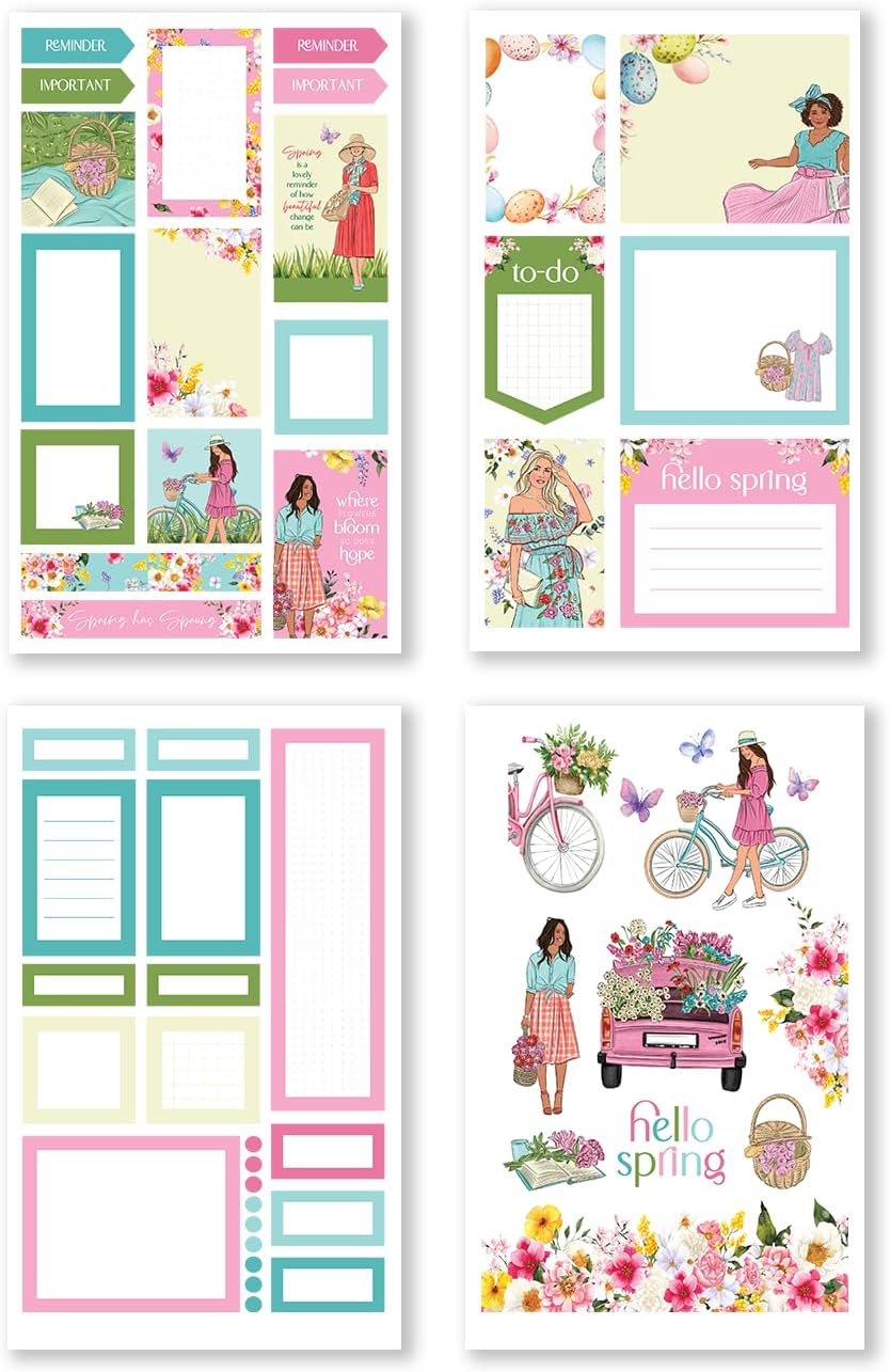 Rongrong Whimsical Seasons Planner Stickers Book for Planners, Calendars, Journals and Projects – Premium Quality Hand Drawn – Scrapbook Accessories 24 Pages - Spring, Summer, Fall and Winter