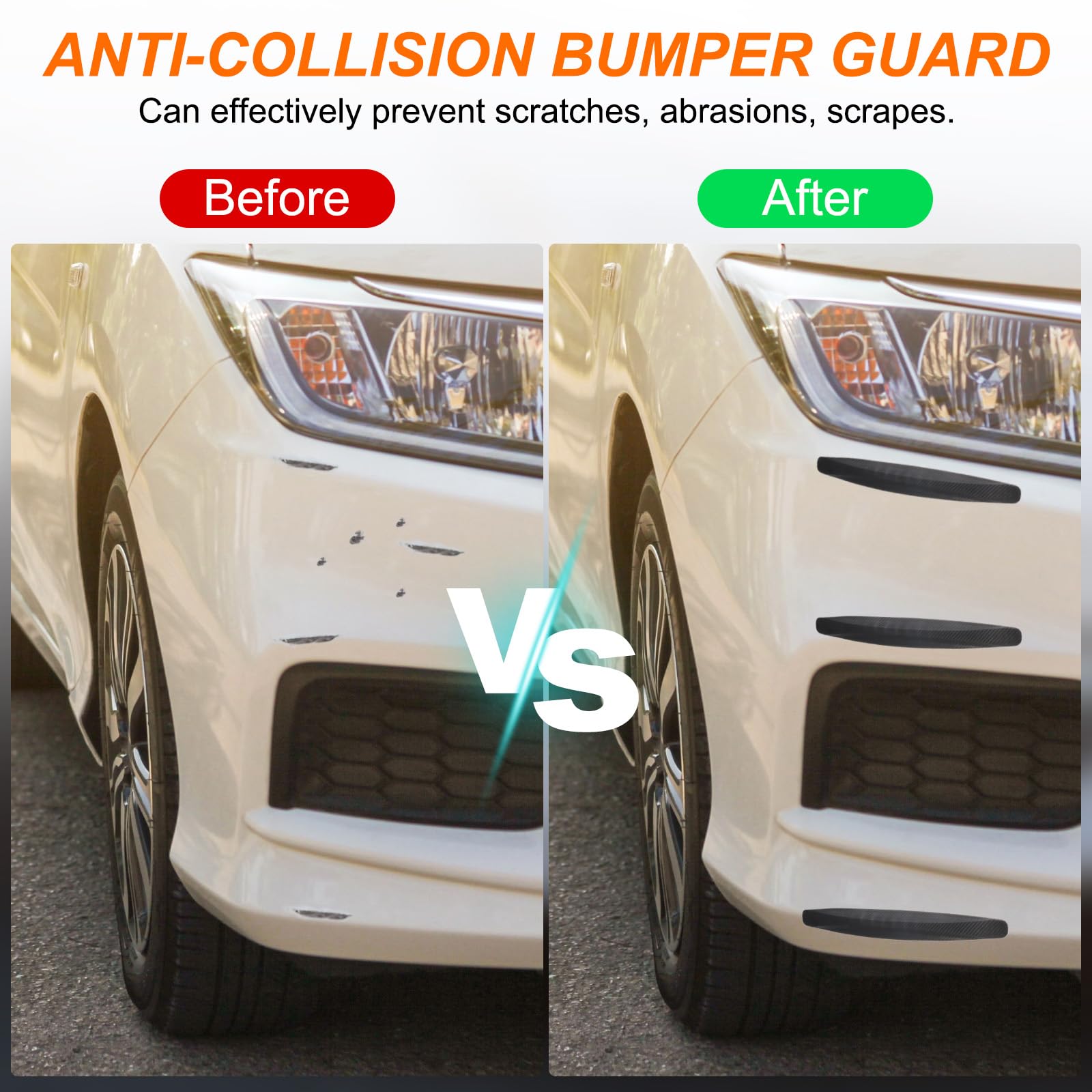QUARKZMAN 8 Pezzi Fascia Paraurti Auto Protezione Antiurto Antigraffio Fascia Protettiva Paraurti Universale Anteriore e Posteriore per Auto SUV Pickup Camion, Bianco