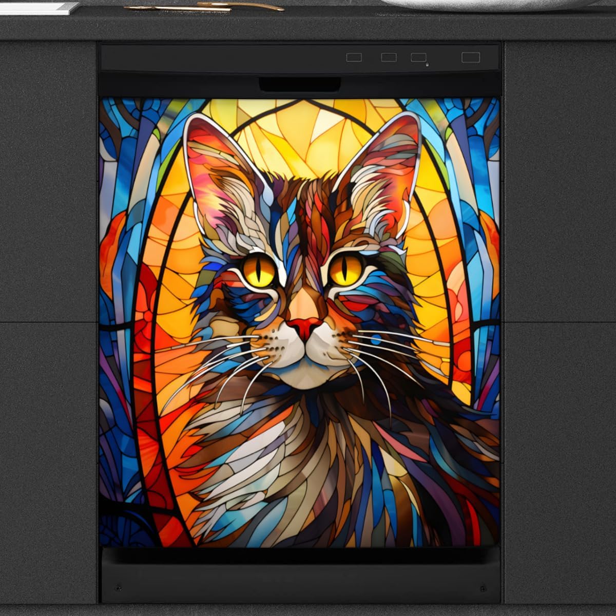 Smart Cat Cute Animal Dishwasher Magnet Cover Reusable Decorative Magnetic Door Cover Dishwasher Covers for The Front Magnetic Kitchen Refrigerator Appliance Decor 23 x 26 Inches