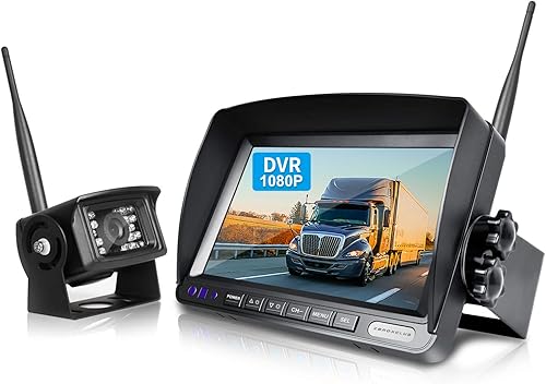 Kit de sistema de cámara de respaldo HD de 9 pulgadas con monitor, grabación en bucle, cámara de visión trasera con cable, cámara impermeable de