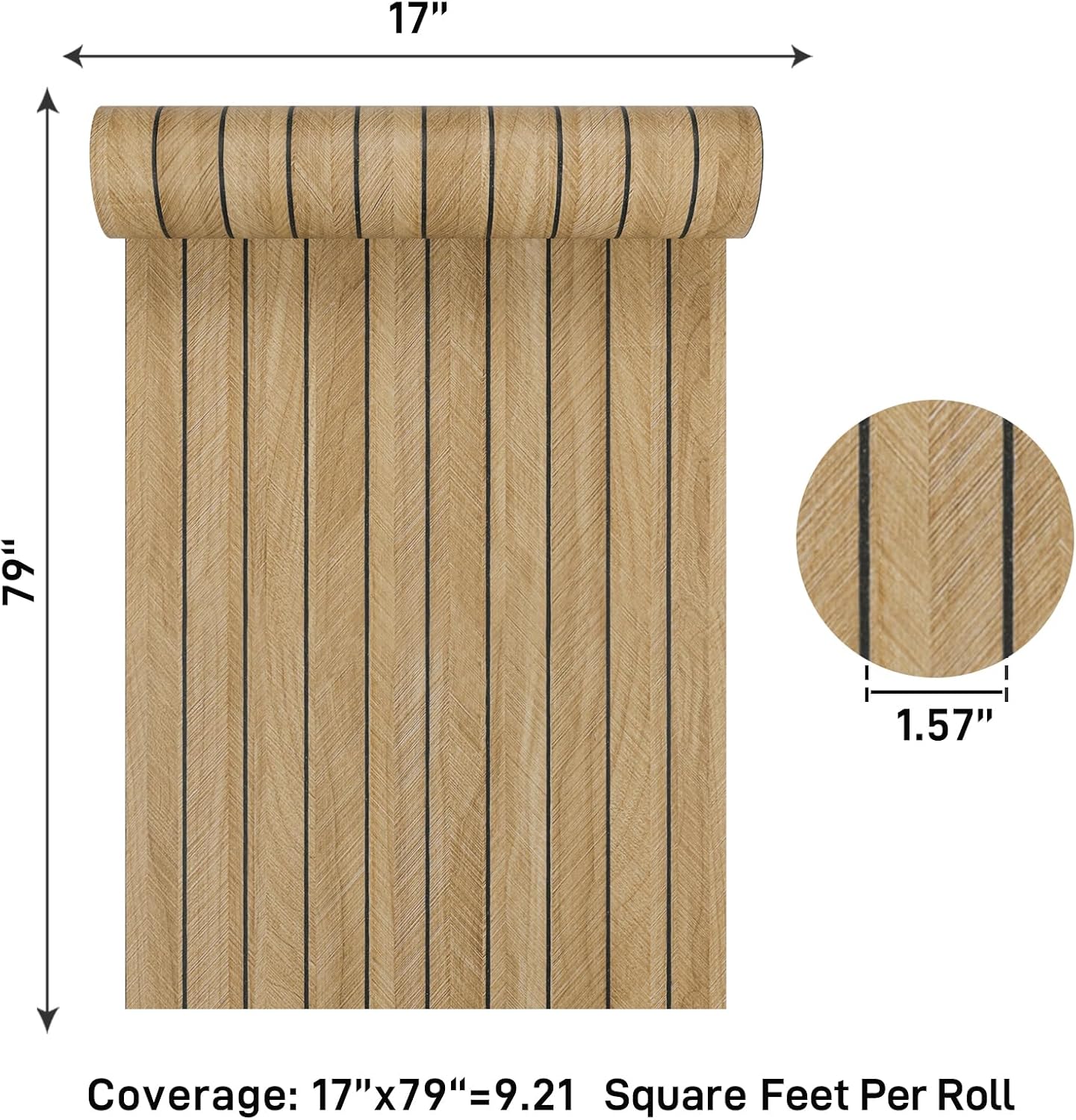 Natural Brown Wood Slat Wall Panel Peel and Stick 17"x79" Herringbone Wood Panels for Wall Decor Self Adhesive 3D Foam Paneling Removable Slat Wallpaper for Bedroom Living Room Interior