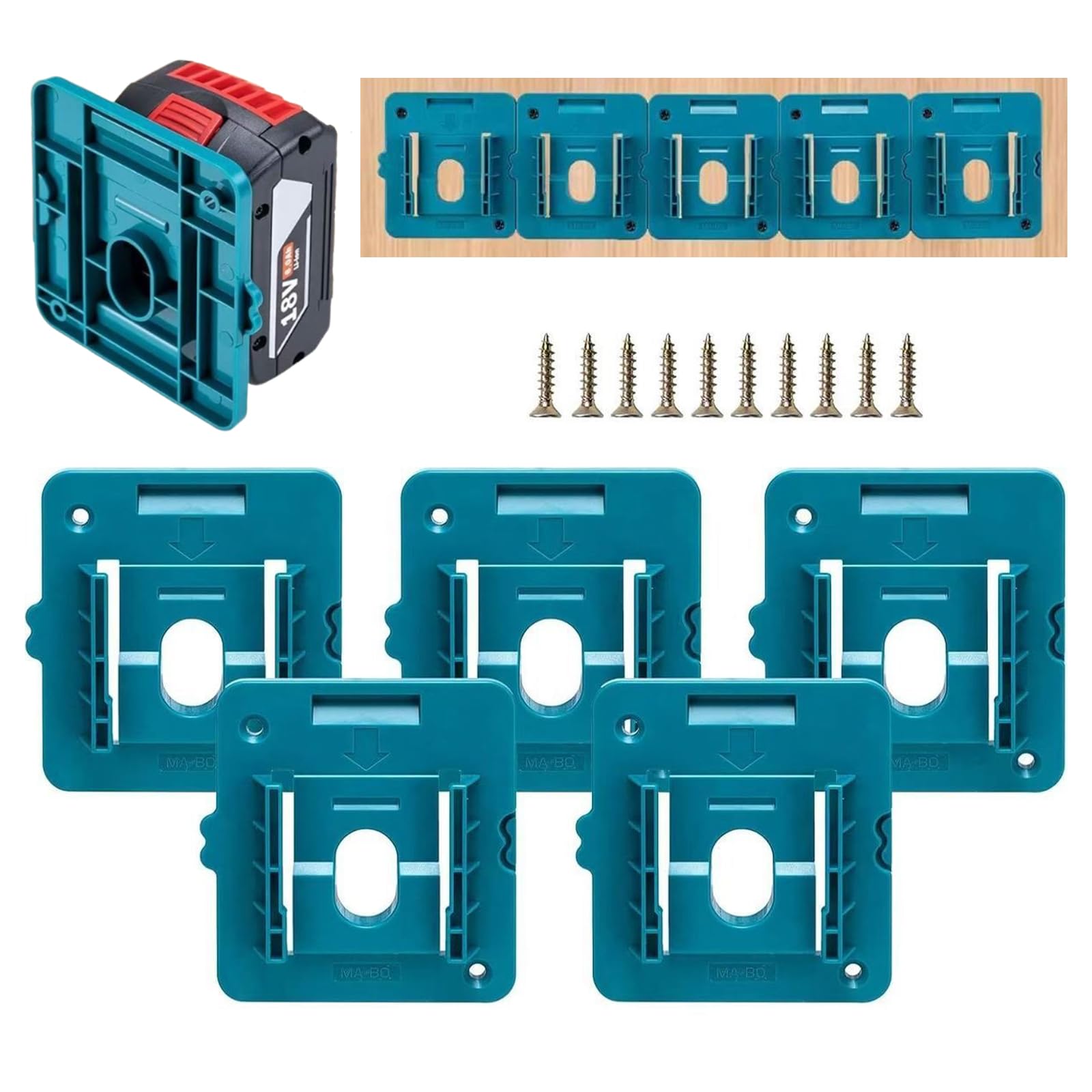 Battery Holder for Makita 18V Battery 5Pcs Batteries Mounts Holder Fit for BL1860 BL1850 BL1840 BL1830 with 10 Screws