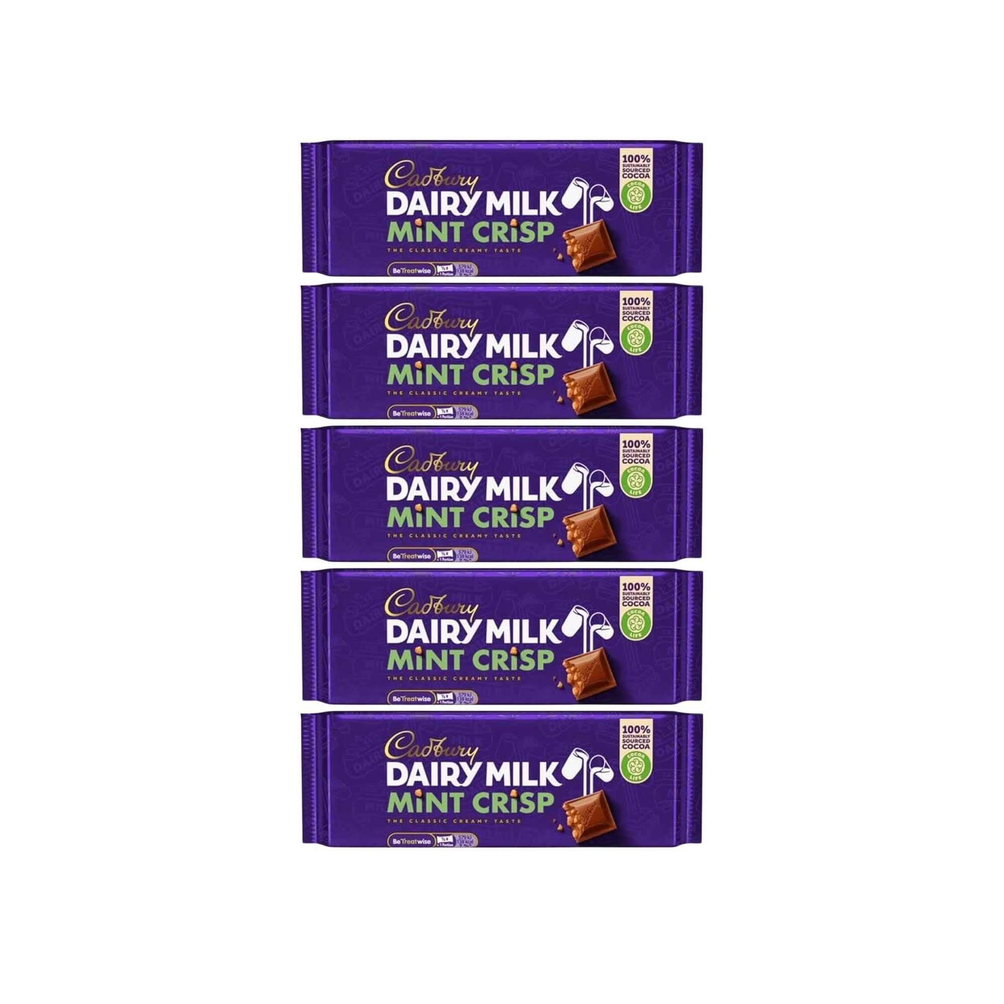 Cadburys Dairy Milk Mint Crisp Chocolate Bar Bundle - x5 54g Mint Crisp Flavour Chocolate Bars