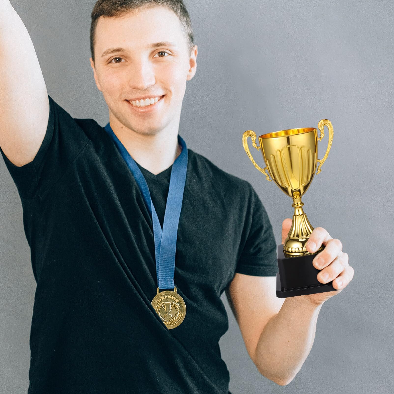 Toddoy 10Pcs Gold Award Trophy Cups Plastic Gold Trophies Ini Award