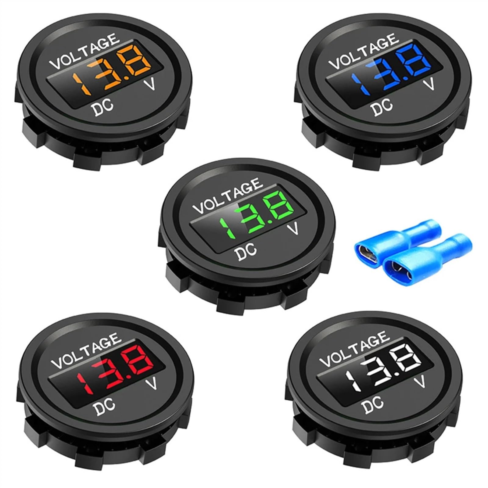 Mini Voltmètre Numérique LED Rond DC 5V-48V - Testeur/Moniteur De Tension - Neuf