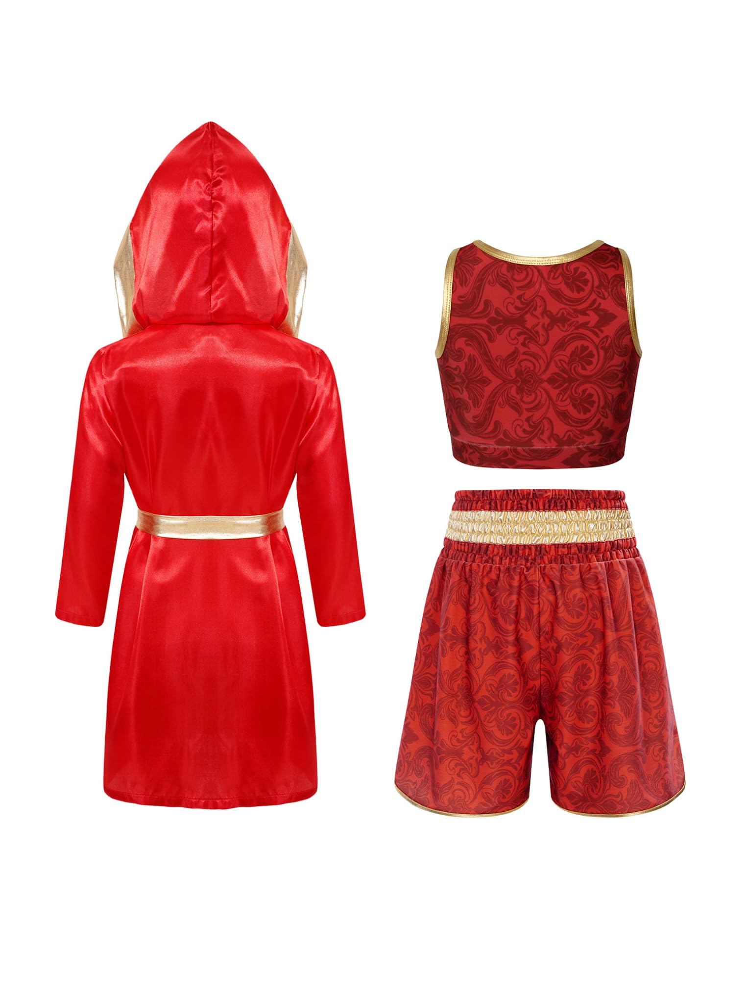 Kaerm Bambina Pugilato Costume Abbigliamento Kick Boxing Bambino T Shirt Rosso 5-6 anni