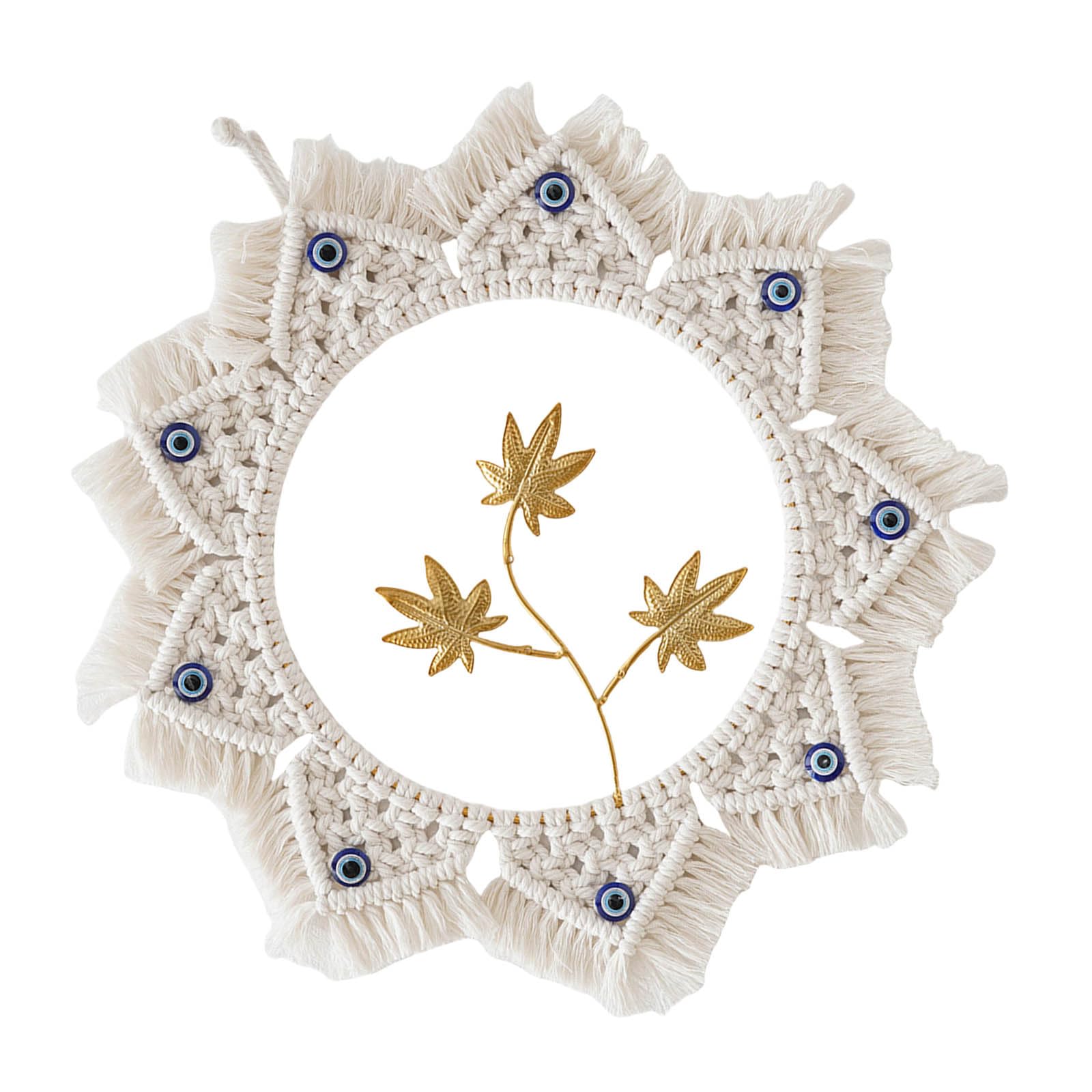 Tsophreniq Macrames Wall Hanging Tapestries with Devil Eye and Handwoven Decors Cotton Tassels Ornament for Home and Wedding Handwoven Wall Tapestries