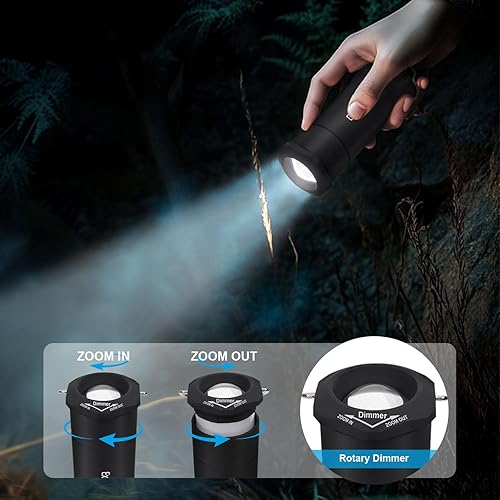 Miniatura 5 de EXTRASTAR Linternas LED para campamento, linterna 2 en 1 a pilas, linterna con zoom de 3 modos, máximo 35 lúmenes, IPX2 resistente al agua, adecuada