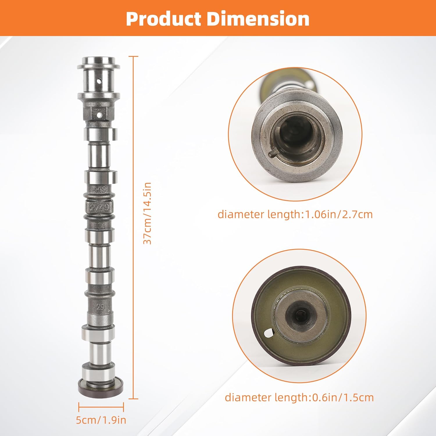 5184380AG Right Side Intake Camshaft for Jeep Dodge Chrysler Ram 3.6L V6 Models, Replace 5184380AD 5184380AE 5184380AF 05184380AH (Replace 5184380AG)