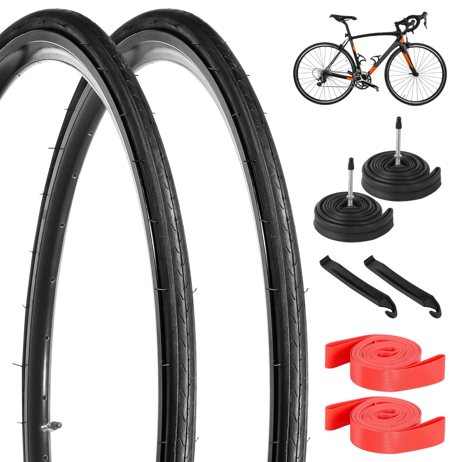 yeesport 700x23c Tires Road Bike Set, 700 x 23c Road Bike Replacement Kit with 700x23/25/28c Tubes, Foldable 700c Bicycle Tires