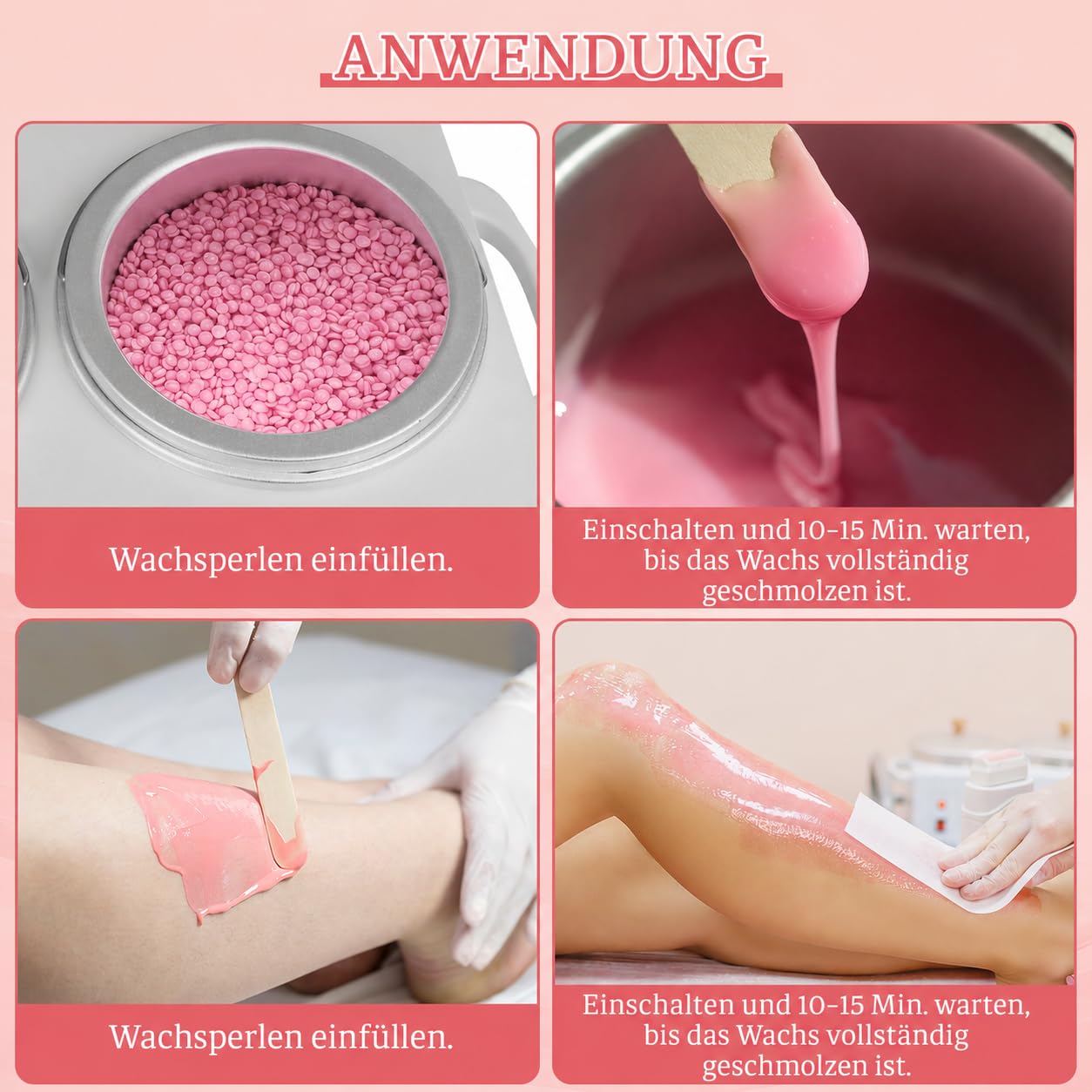 Waxing Set Wachsmaschine für Zuhause, Doppel Wachswärmer mit 1200 ml Kapazität, Warmwachs Gerät mit Holzspateln und Schutzringen, Wachs Erhitzer für Frauen und Männer