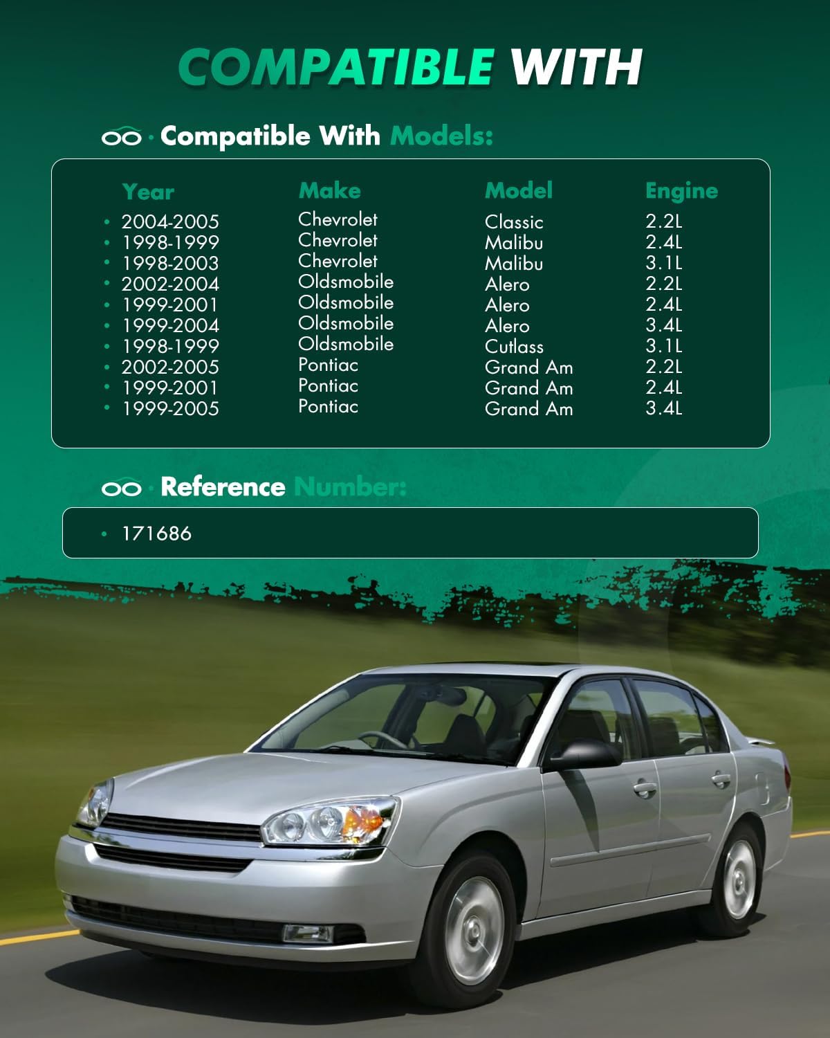 SCITOO - Rear Complete Strut & Coil Spring Assembly Fits 2004-05 for Chevrolet Classic,1999-04 for Oldsmobile Alero,1998-99 for Oldsmobile Cutlass,1999-05 for Pontiac Grand Am with 171686 - Set of 2