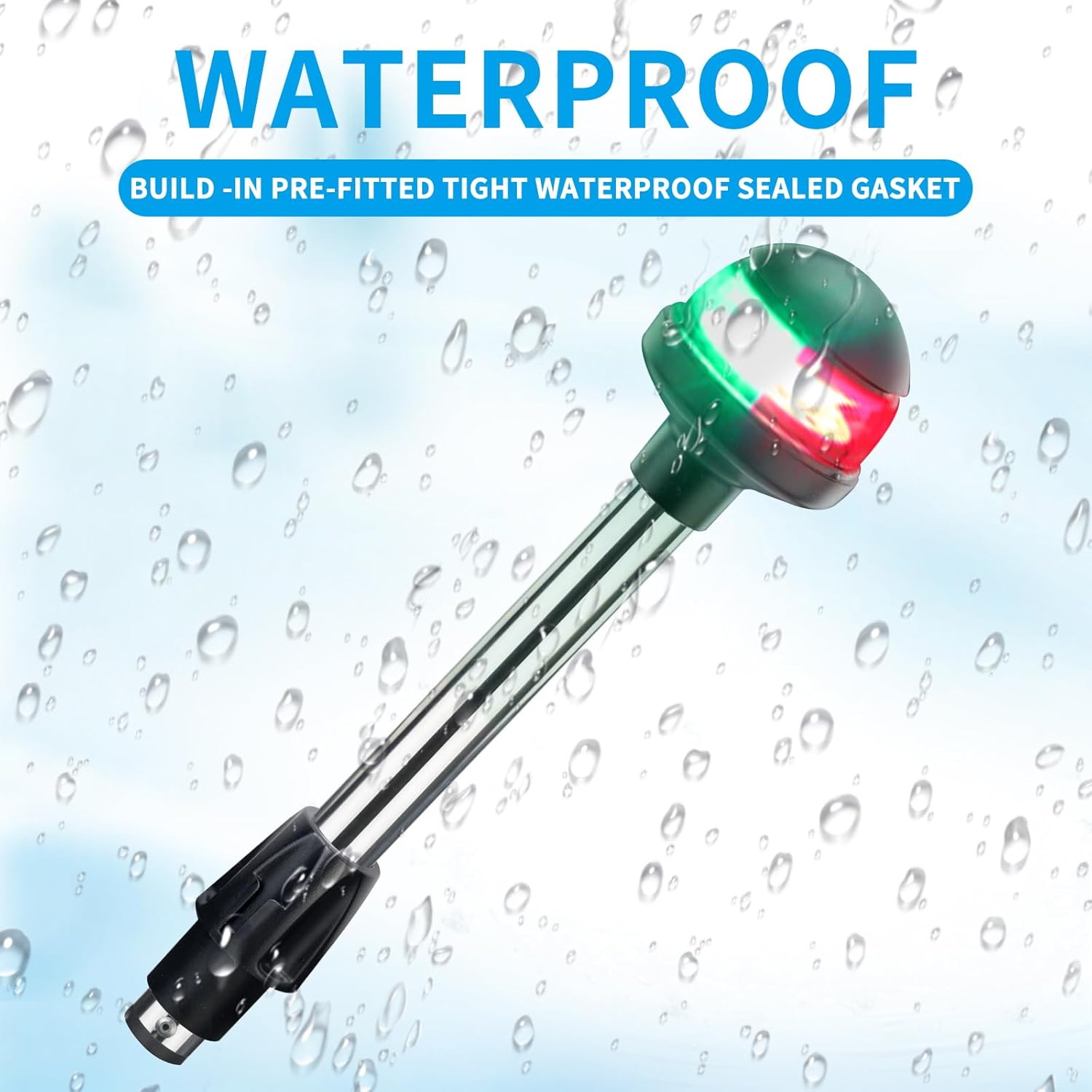 Boat Navigation Lights,Bow Lights for Boats LED,Bi-Color Light Pole Removable 2 Pin Plug-in Mount Base,DC12V 12 Inches