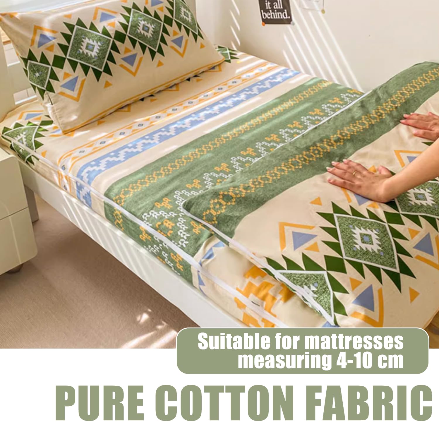 F,100x200cm(Twin), 100% Cotone Futon Cover per Giapponese Futon Floor Materasso Morbido Coprimaterasso Futon Tradizionale Protezione per Materassi A Fascia Completa Copriletto