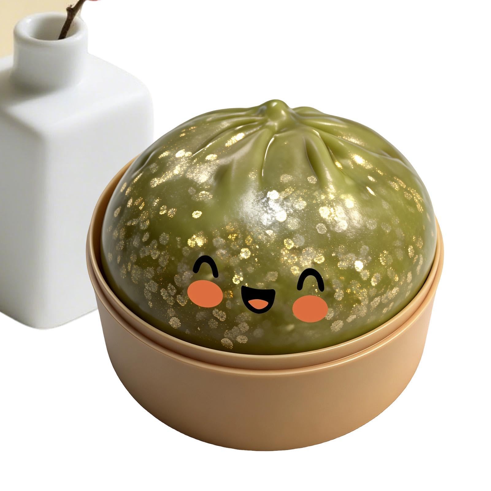 Giant Glitter Dumpling Soft, 8,5x6 Cm Bolitas Dumplings Arcoiris Juguetes Sensoriales, Dumpling con Purpurina, Large Rainbow Dumplings Fidget Toy with Steamer Box para Trabajo — view 15