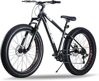 26" Fat Tire Mountain Bike for Adults 7 Speed Snow Bike All-Terrain Full Suspension Mountain Bicycle with Dual Disc Brake 17 Inch Frame Bicycle for Men Women Youth