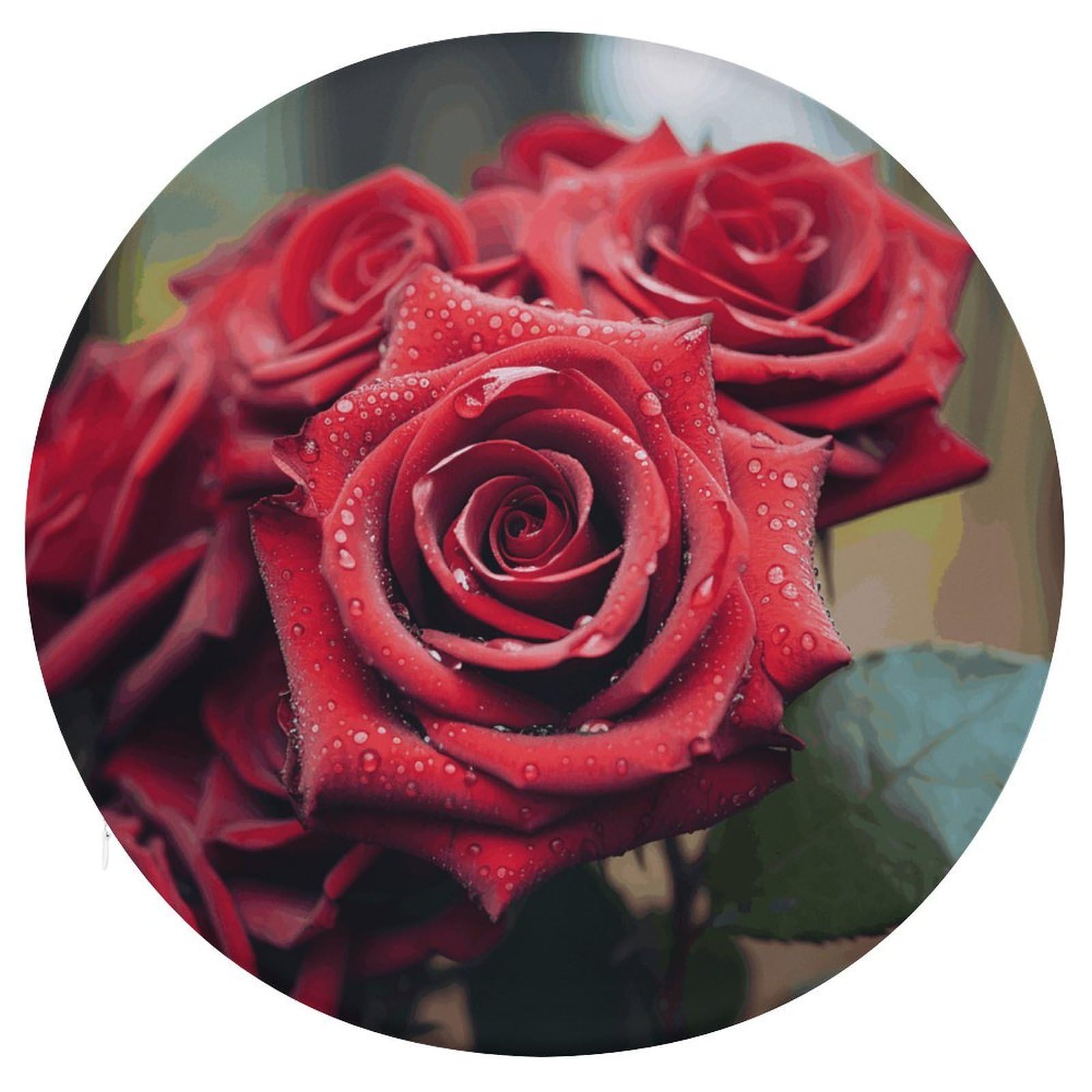 Wsoihfec Style Beautiful Red Rose Seat Cushion Round Chair Pad