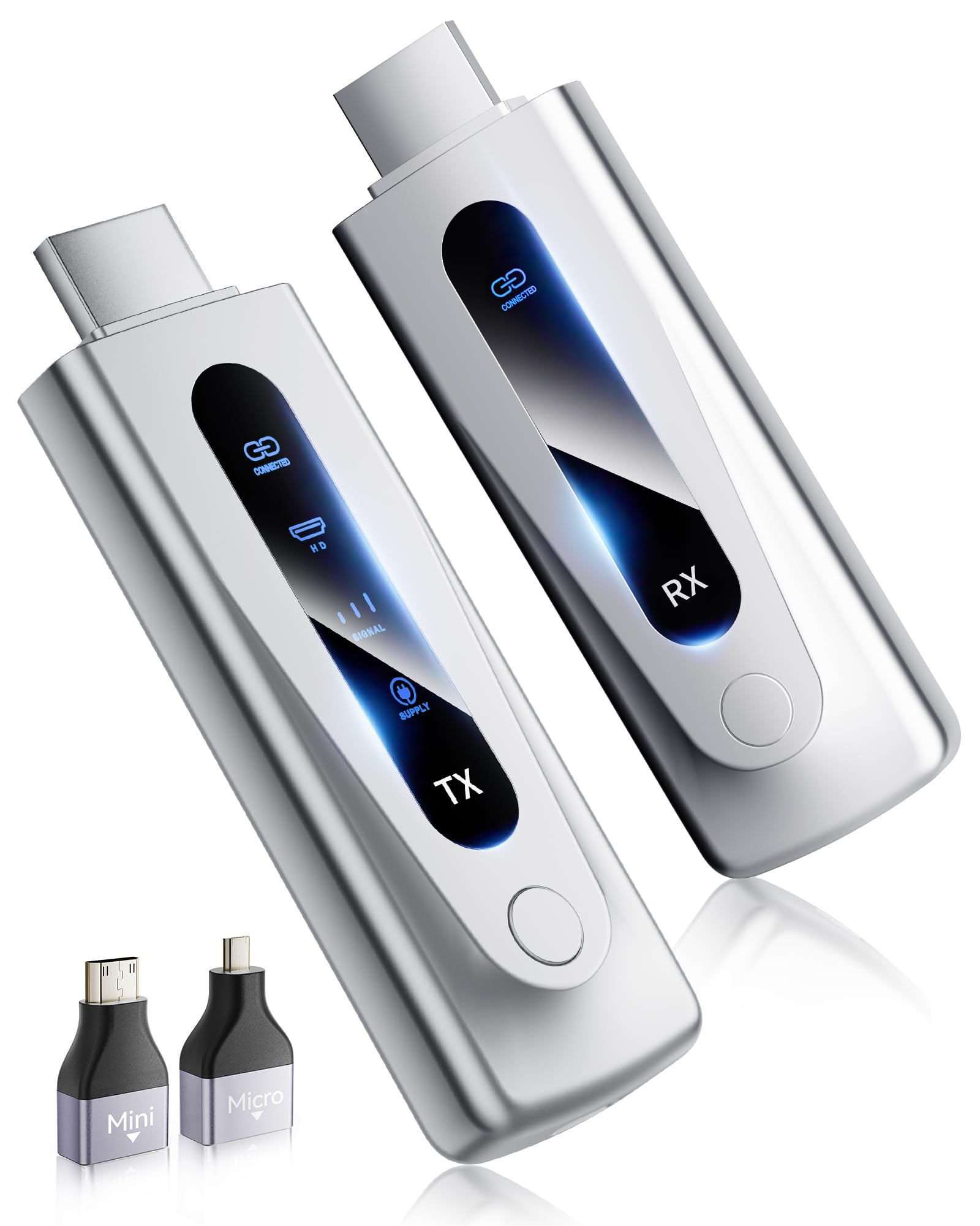 2025 Latest Generation Wireless HDMI Transmitter and Receiver 4K - Upgraded Chipset &amp; Extended Range 394FT/120M, Plug&amp;Play 2.4G/5.8G Dual Band, 4K Decode 1080P@60Hz, Video/Audio to Monitor from PC